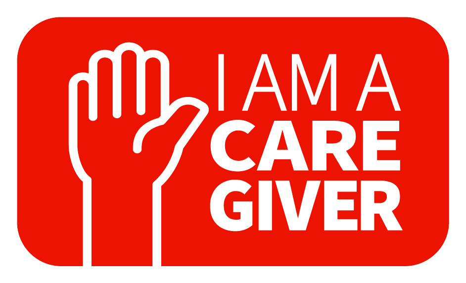 I Am A Caregiver logo with a raised hand