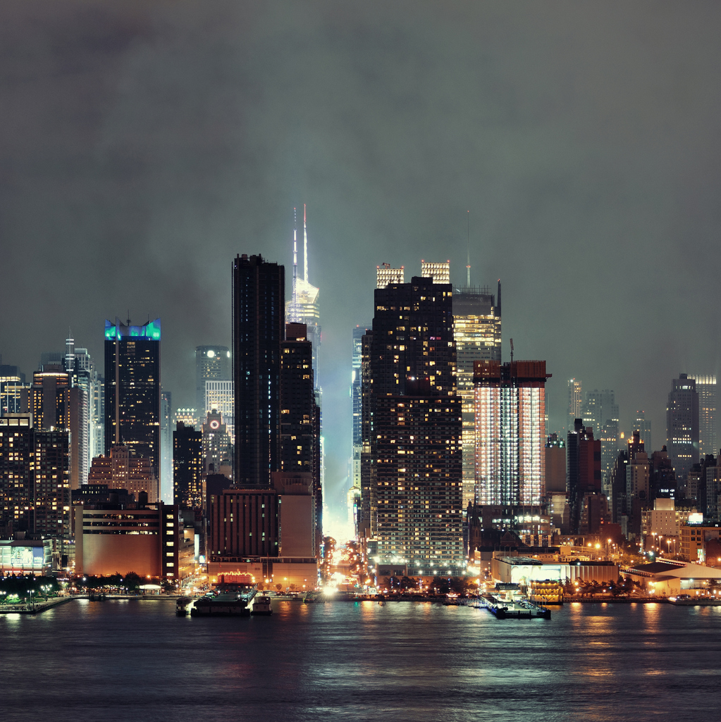 Manhattan midtown skyline at night