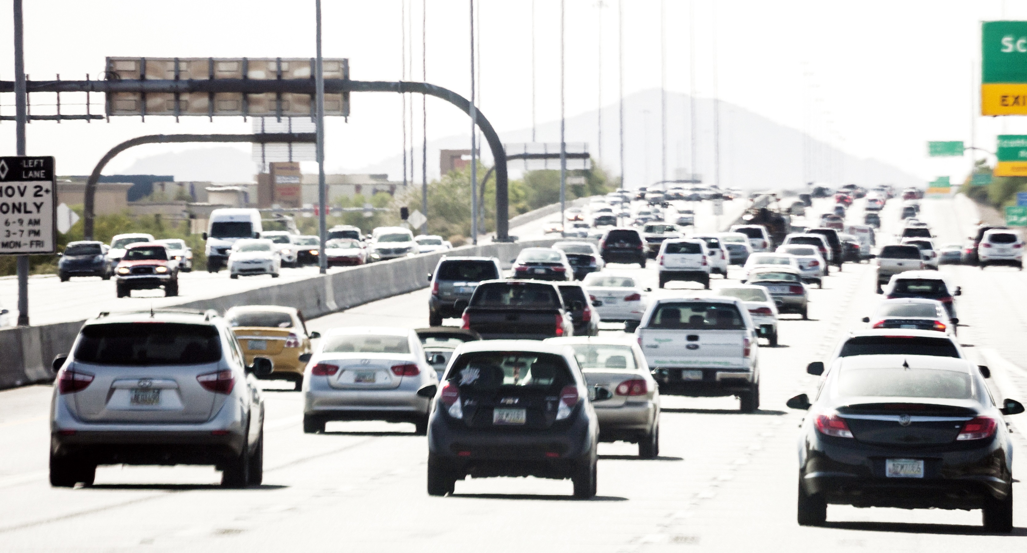 Highway traffic to Phoenix, Arizona.