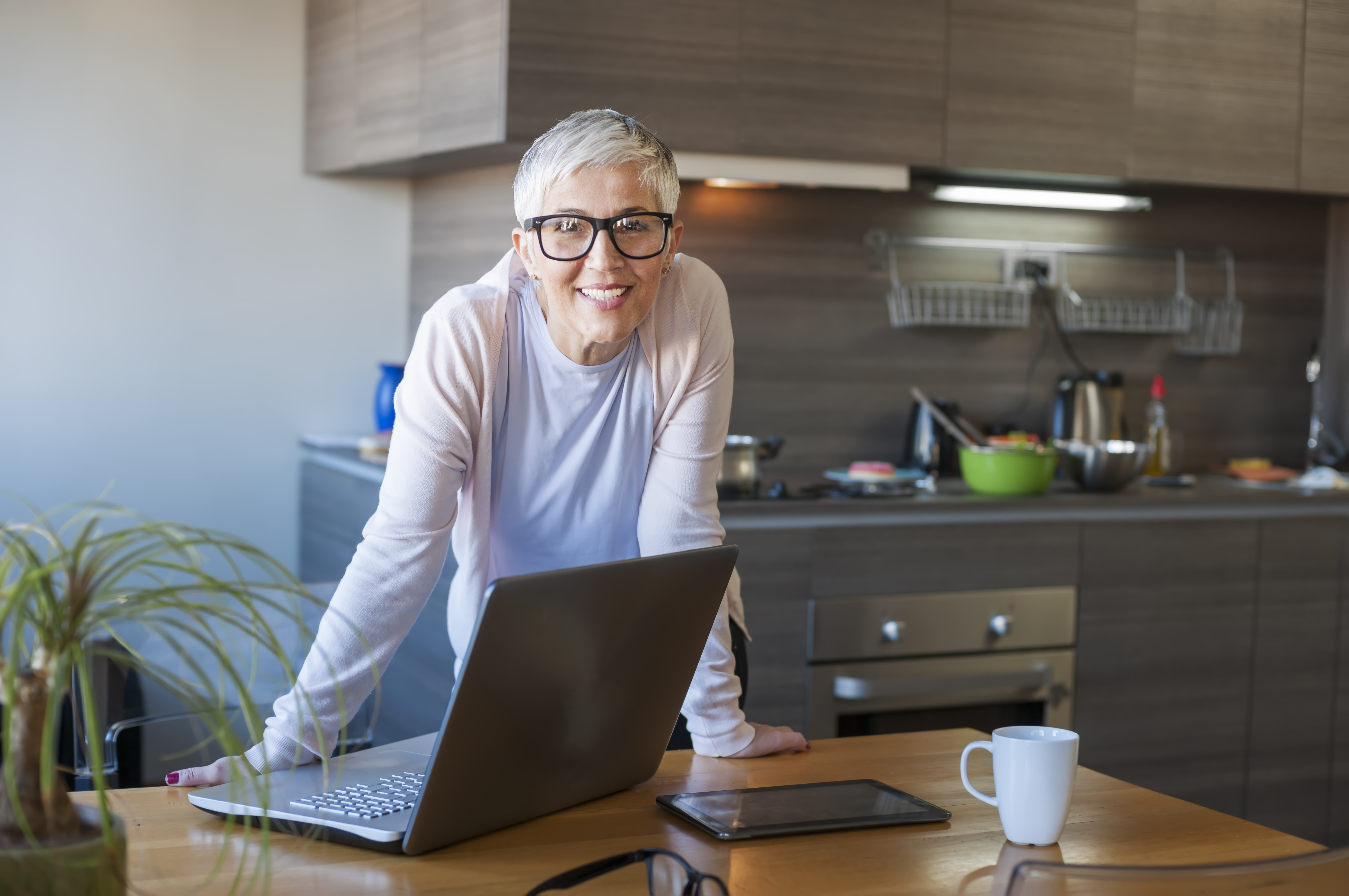 Mature woman working on computer