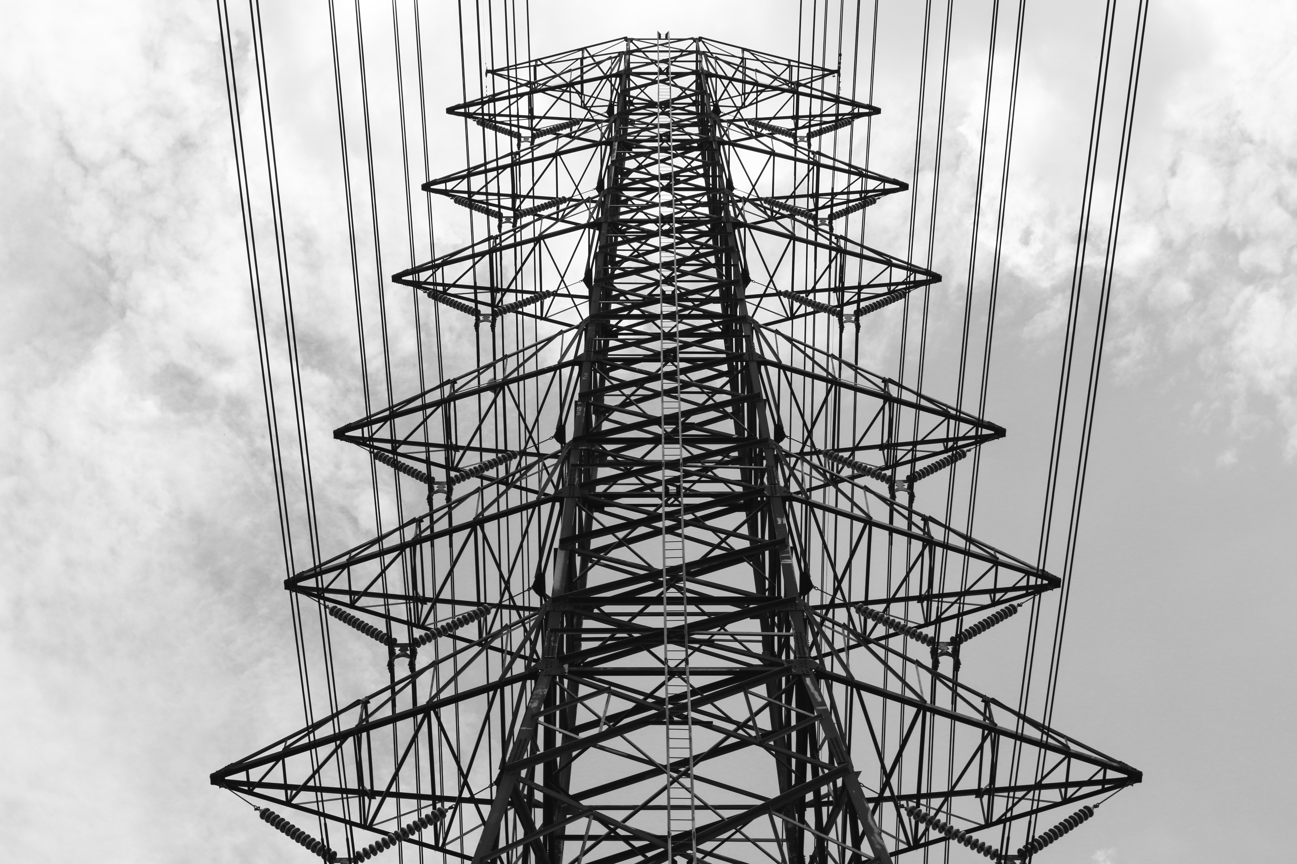 Eletric tower in black and white
