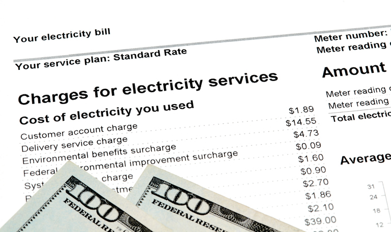 Residential Electricity Bill with US Currency