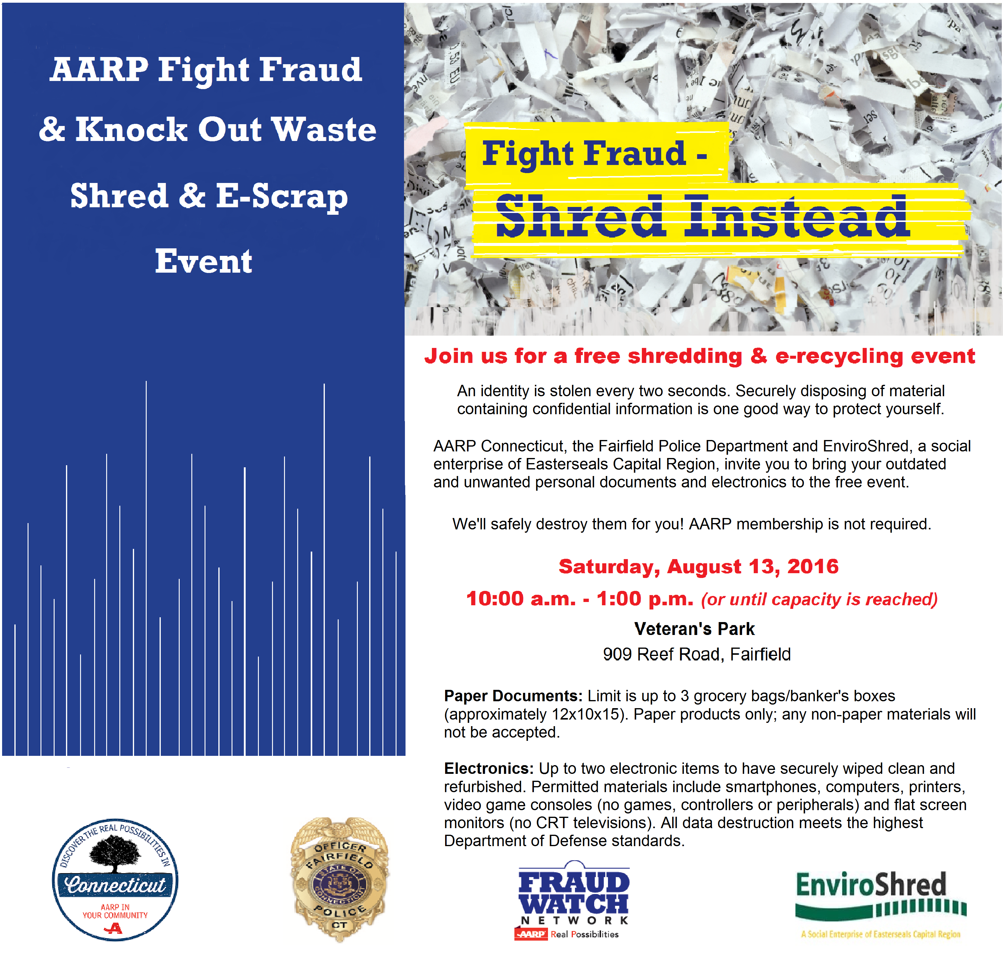 Shred event Fairfield flyer