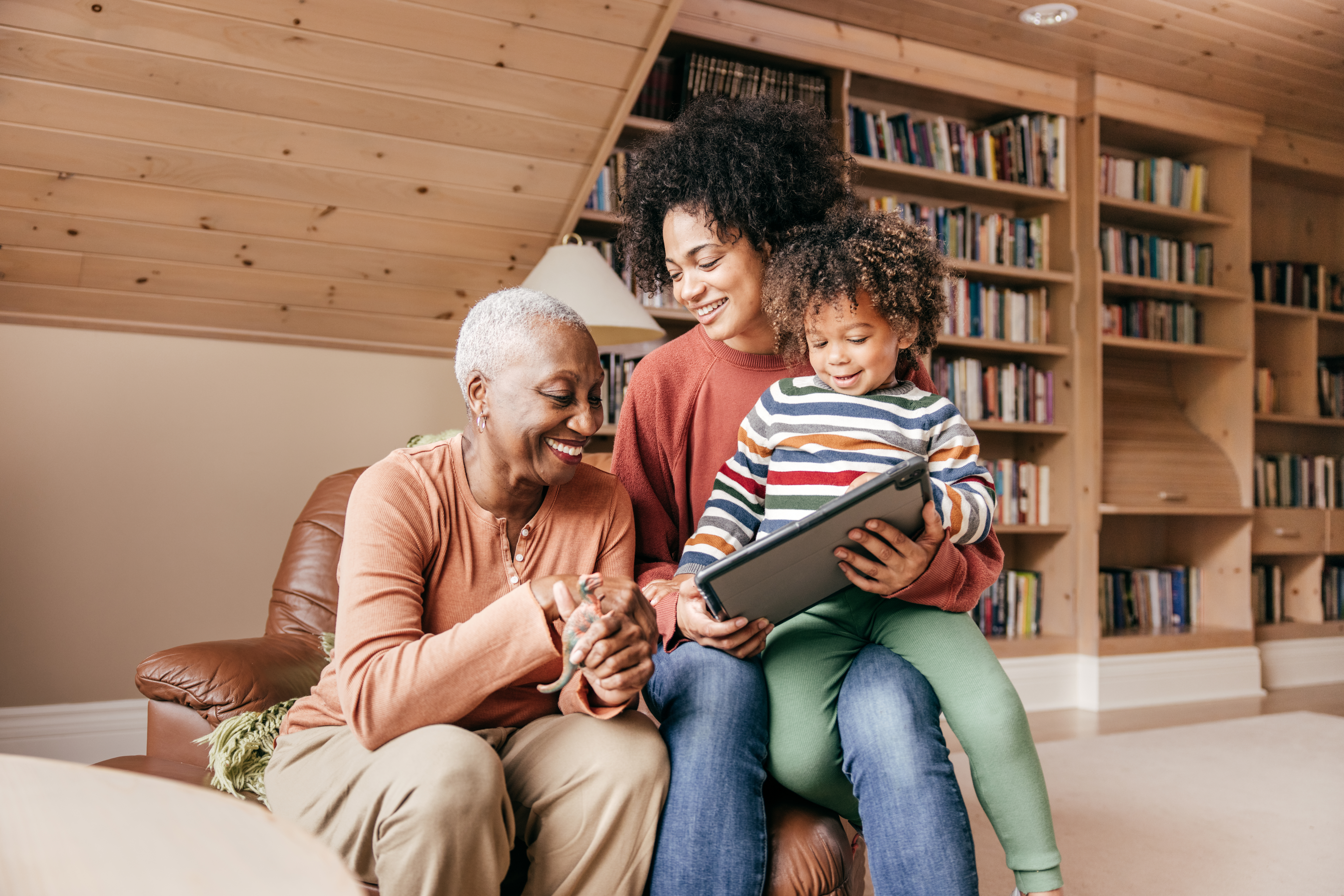 Taking care of family members - granny and her daughter and grandson and granddaughter