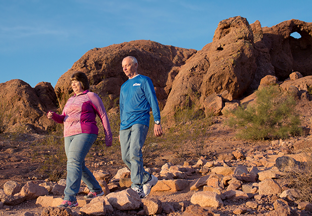 Man and woman exercise outdoors in Phoenix