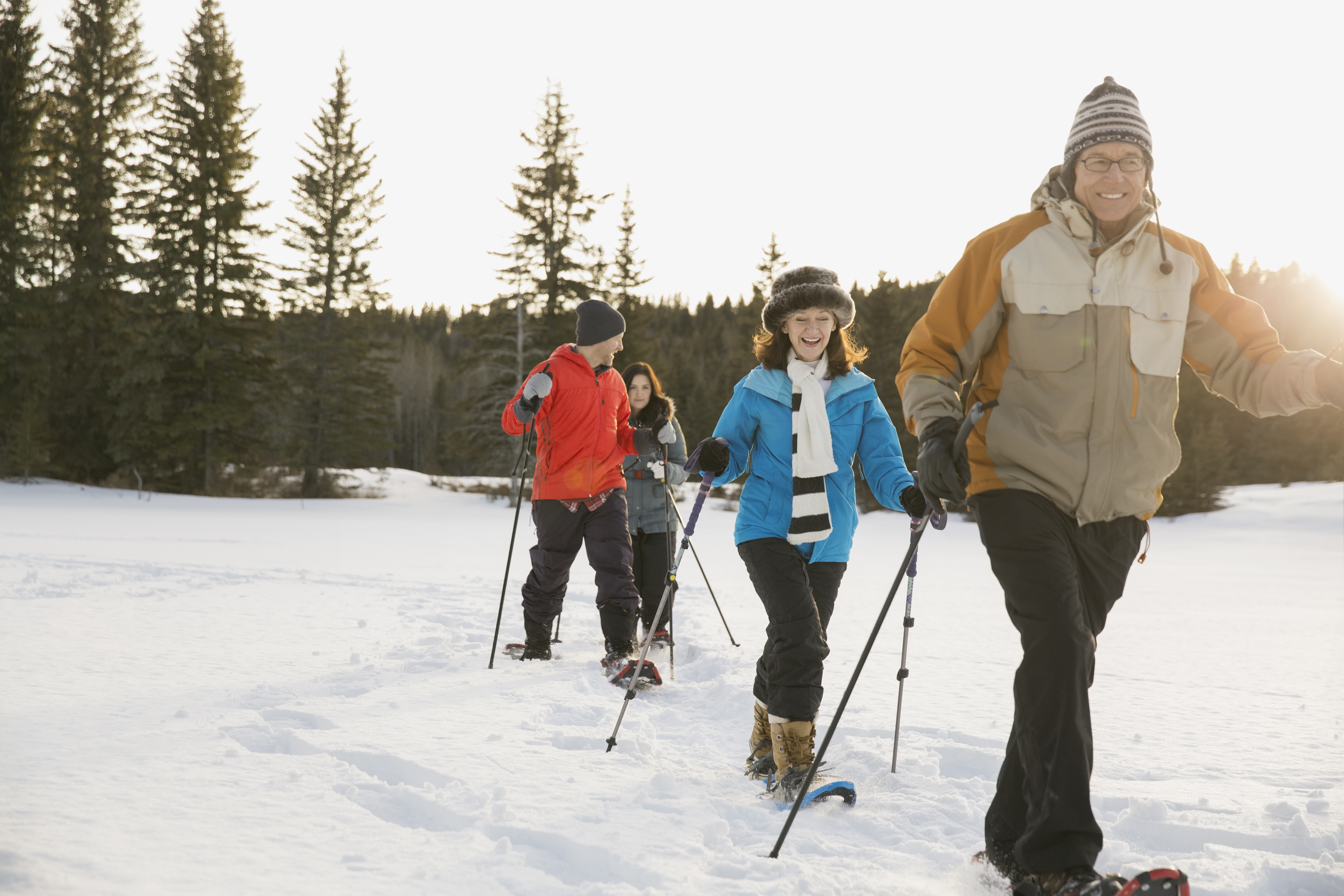 Multi-generation family snowshoeing