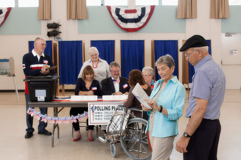 Couple getting ready to vote