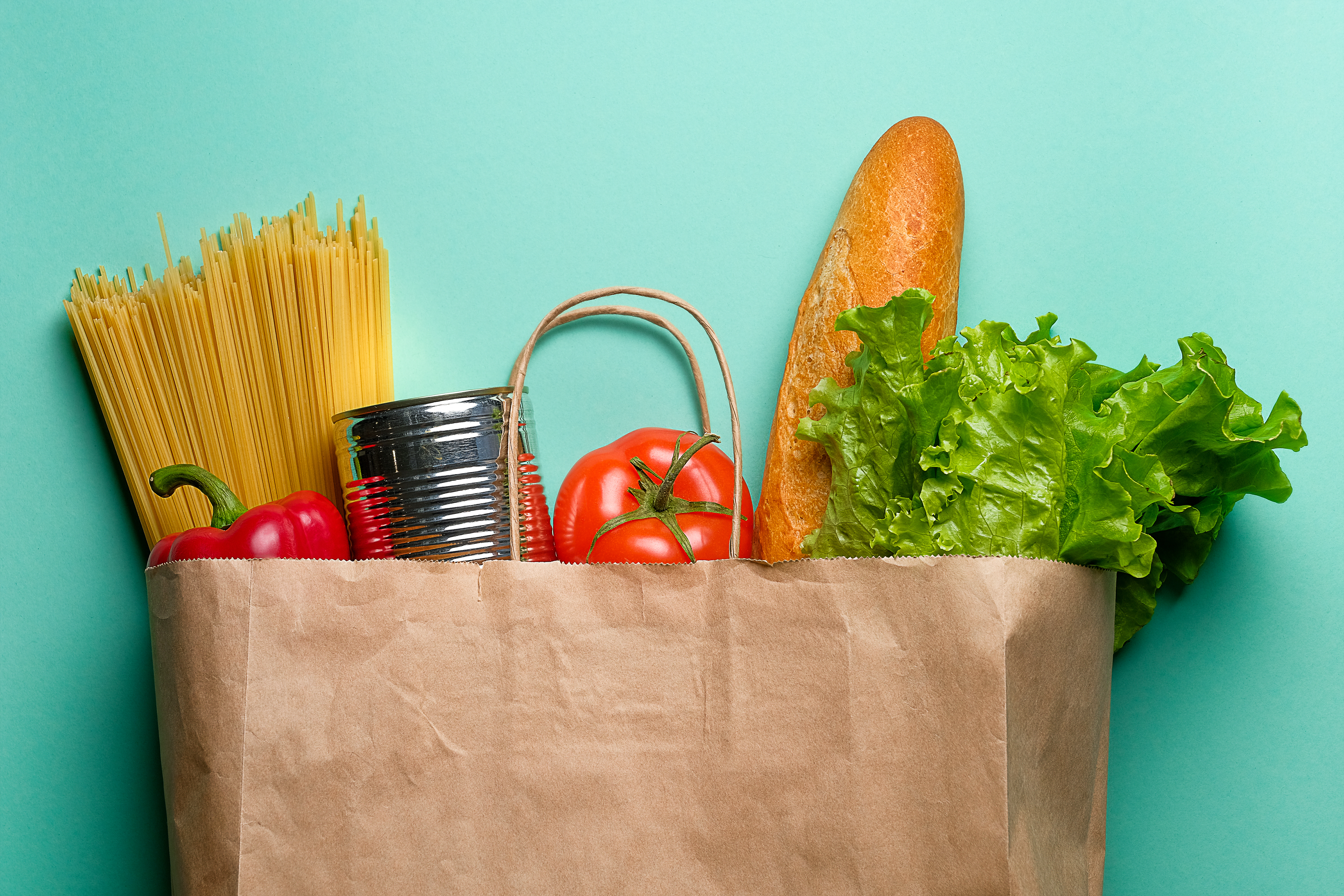 Paper Bag With Food. Donation And home delivery.