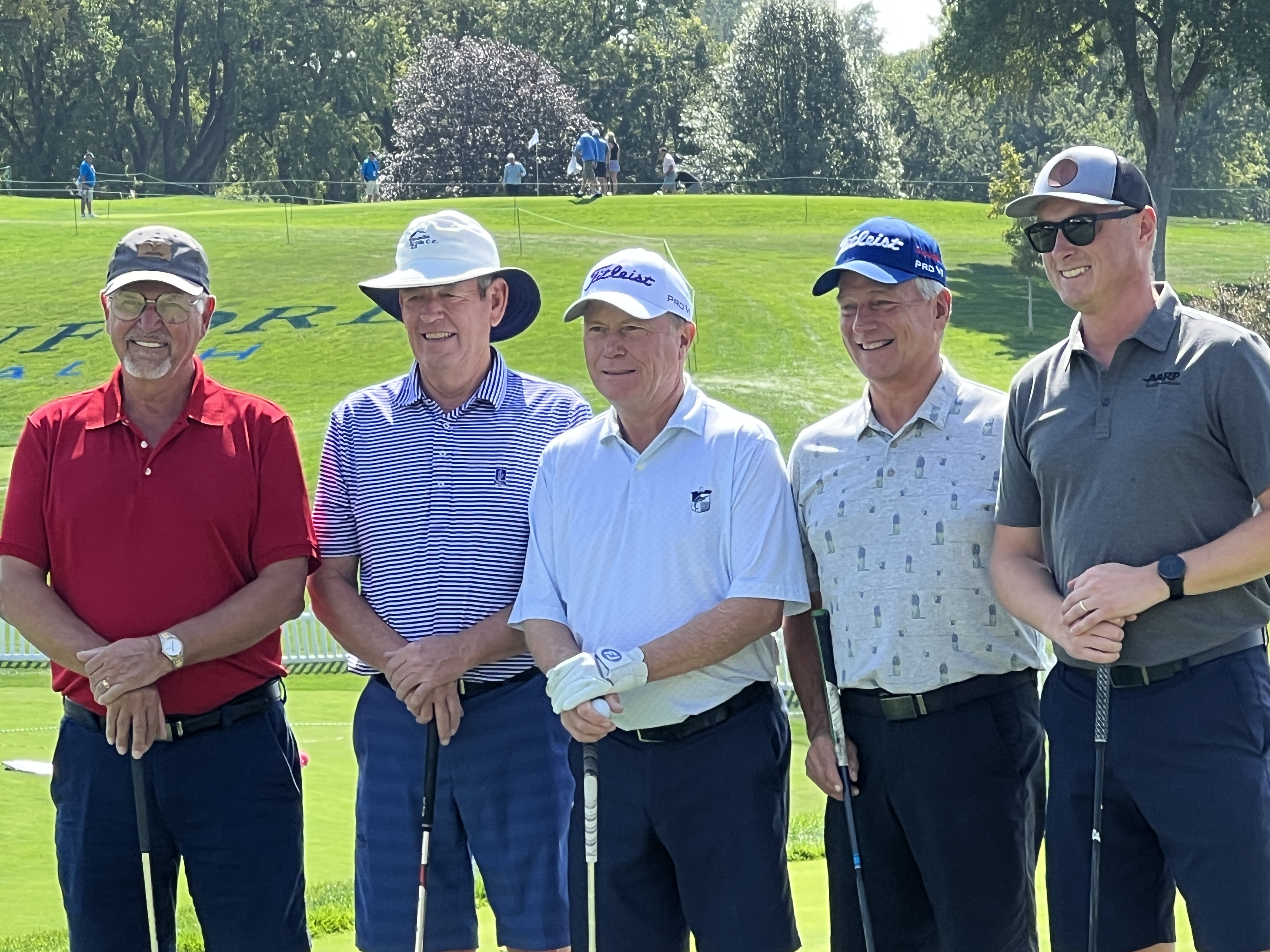 Five men, including PGA TOUR Champions Professional Jeff Sluman, at the 2023 Sanford International.