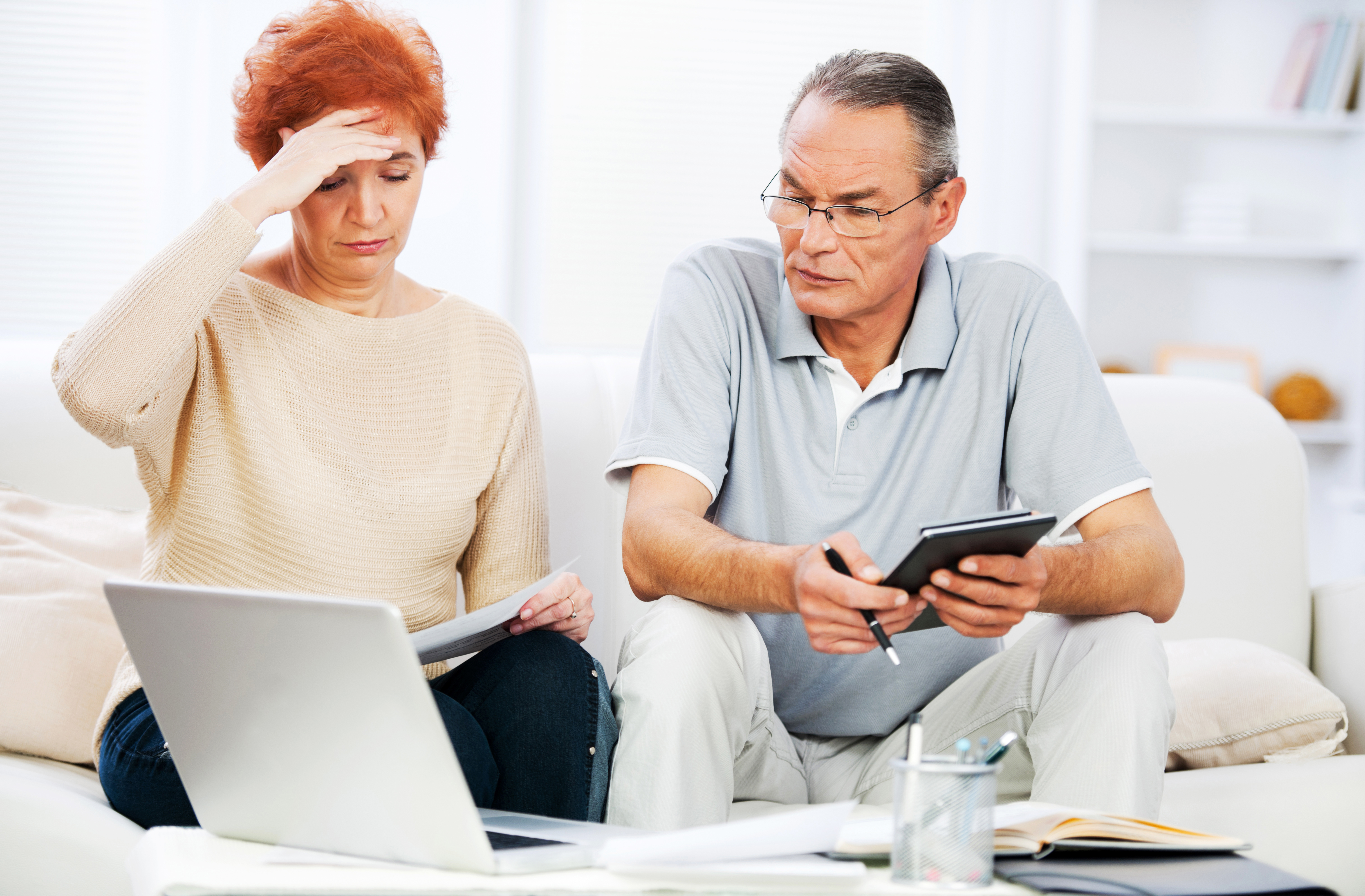 Retired couple doing their taxes