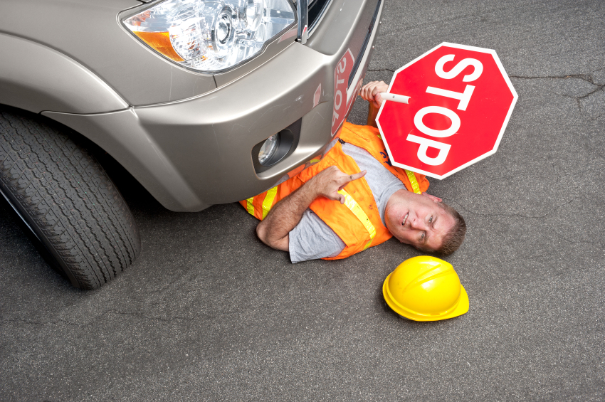 Constructure worker hit by car