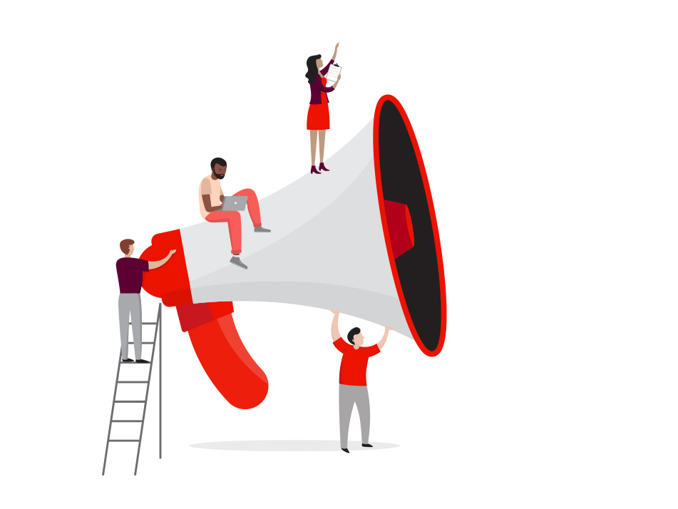 illustration of people with a megaphone to represent advocacy