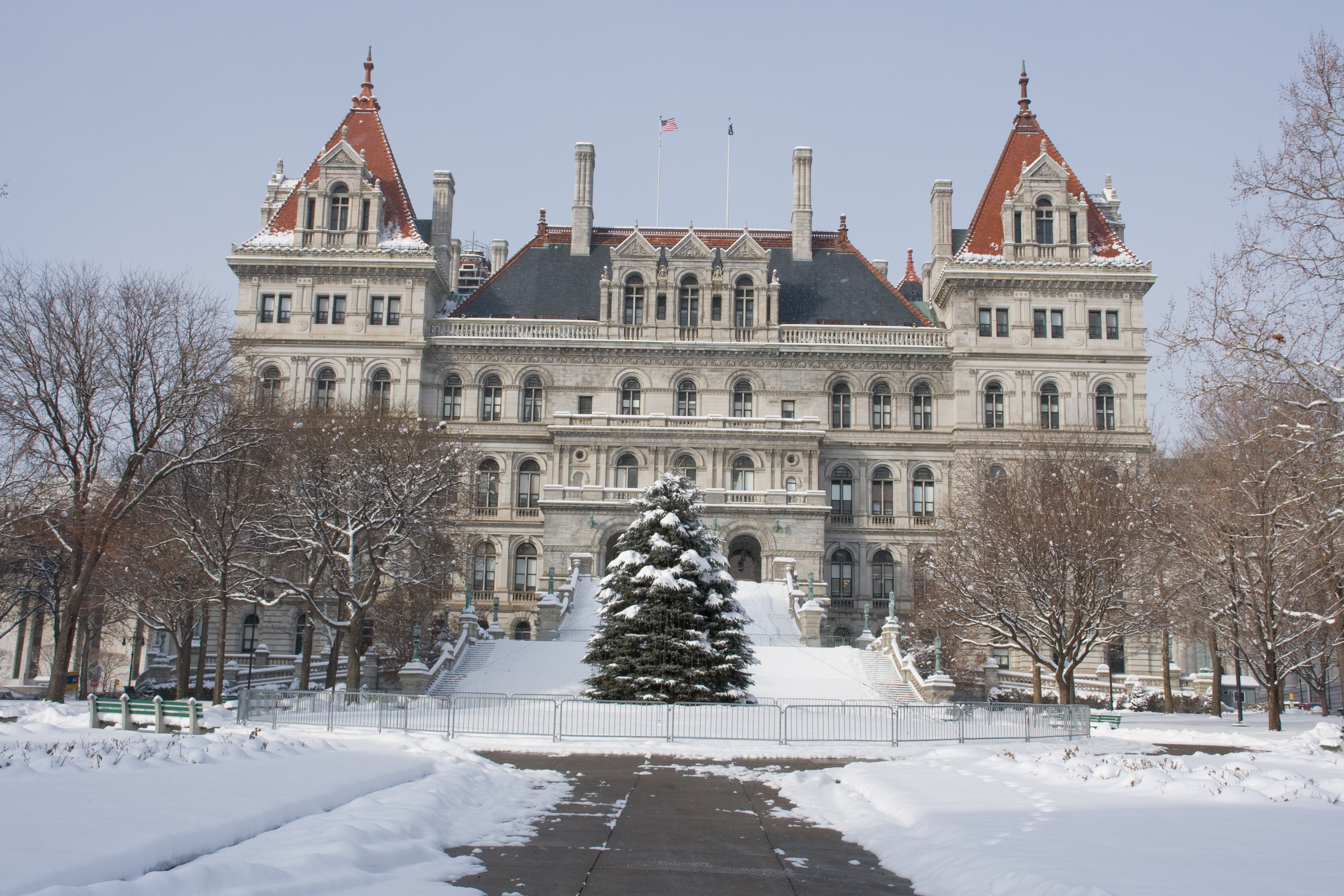 New York State Capitol Building full of snow