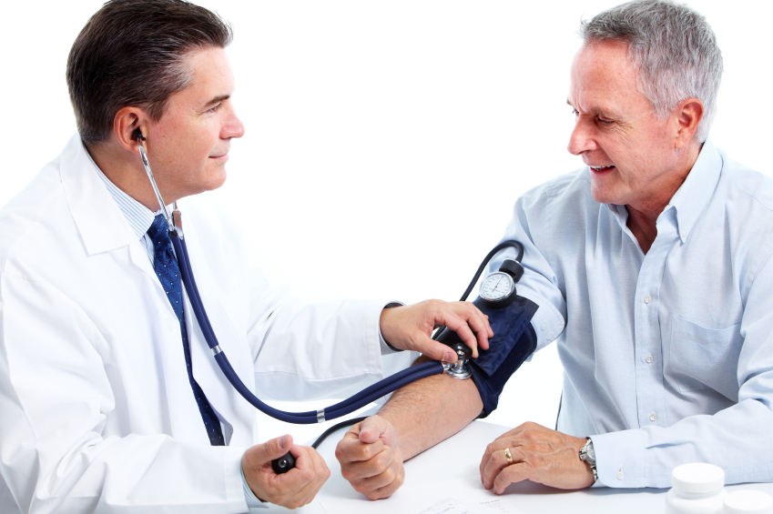 Doctor measuring blood pressure.