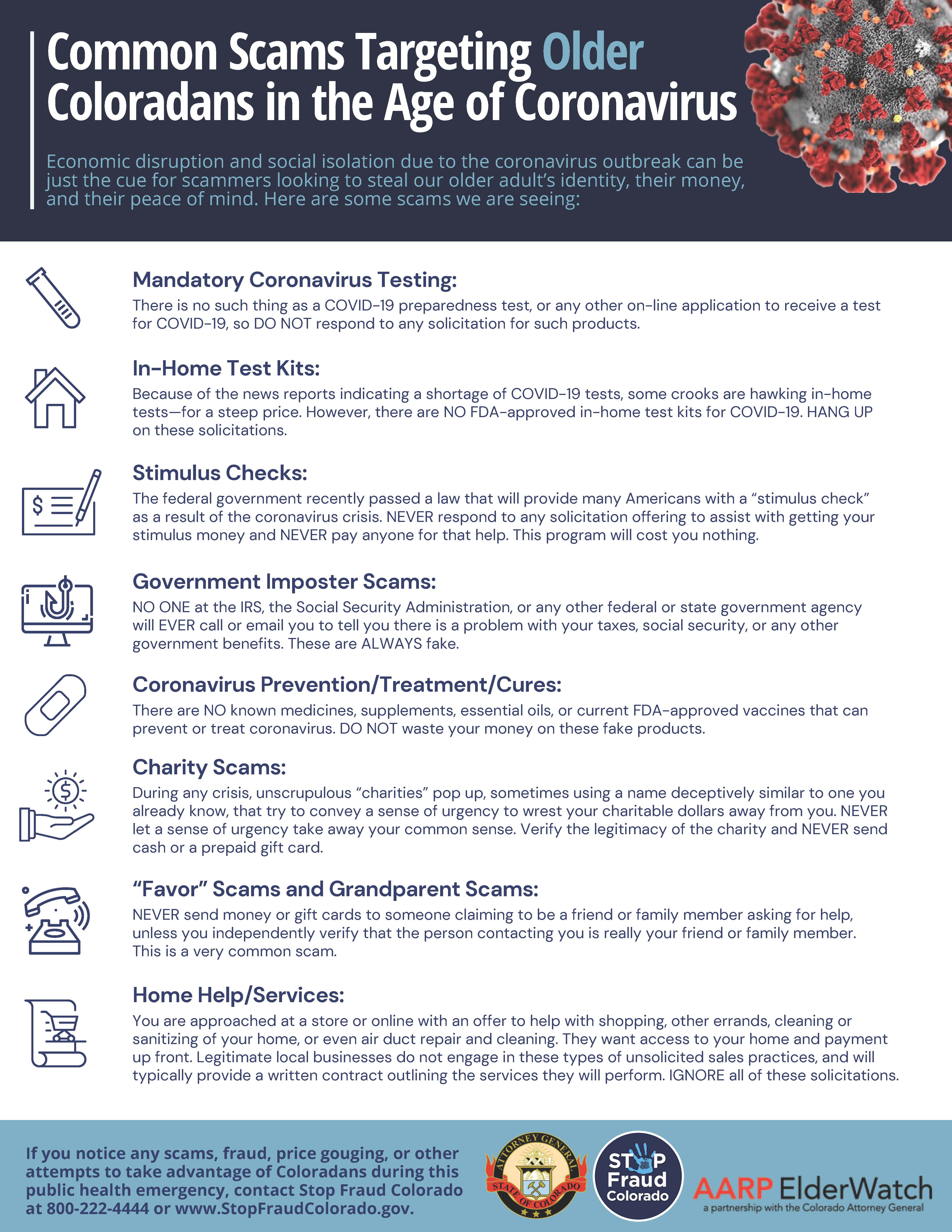 Common Scams Targeting Older Coloradans in the Age of Coronavirus