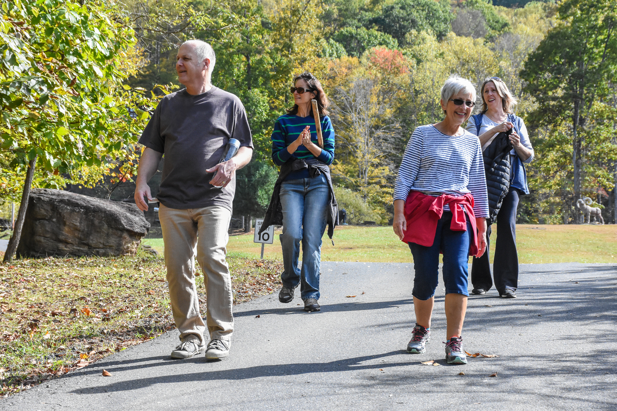 Four adults walking