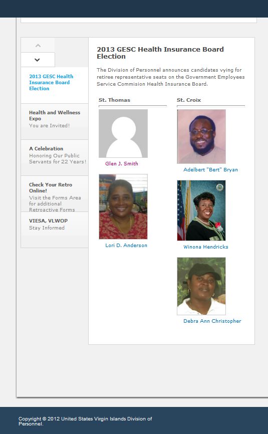 USVI Personnel (GESC 2013 Elections) Candidates