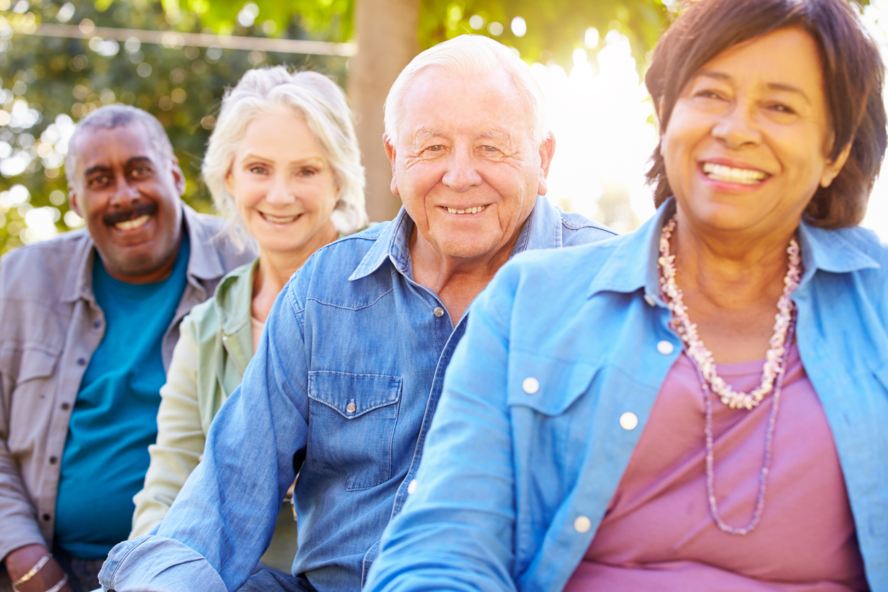 Outdoor Group Portrait Of Senior Friends