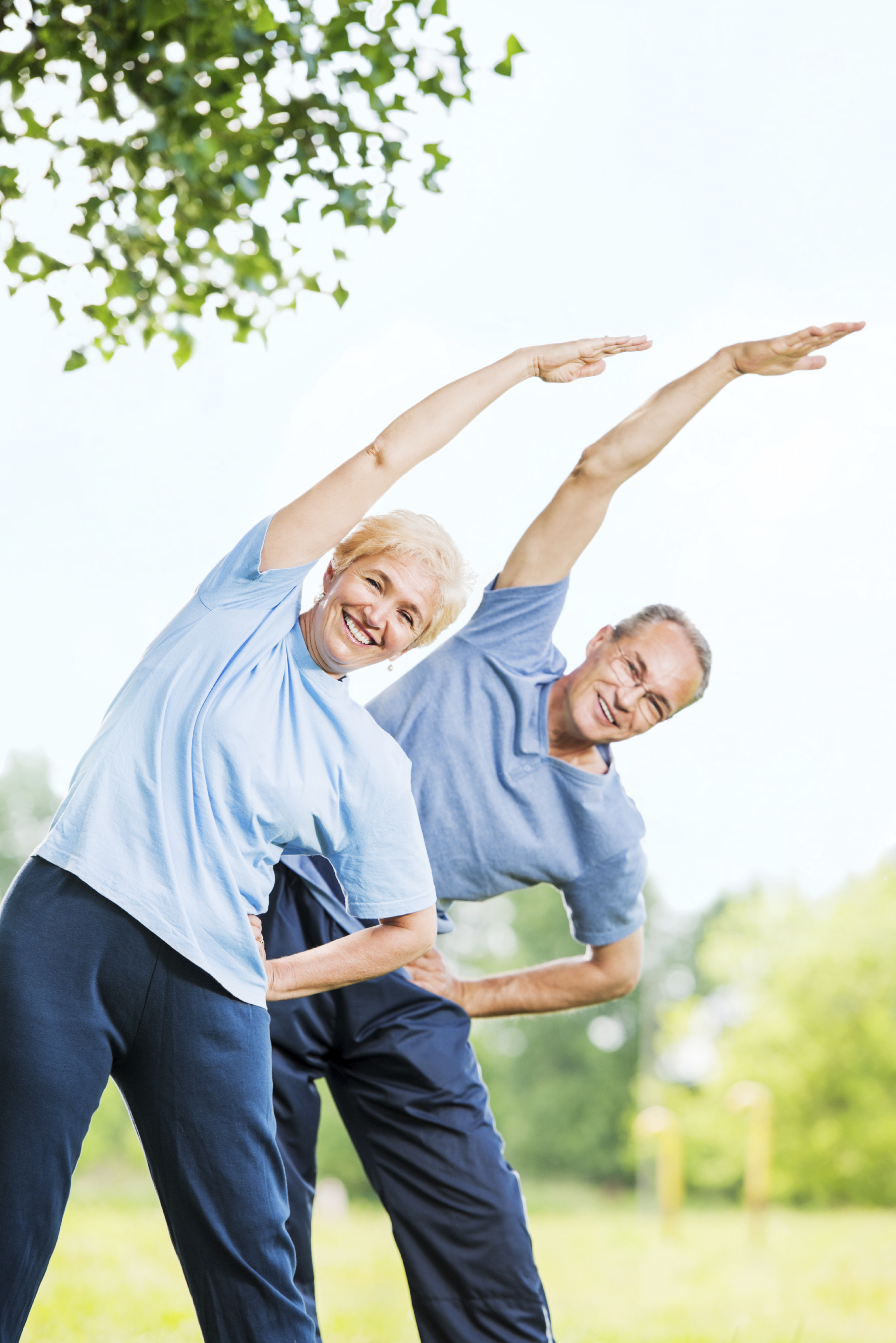 Beautiful mature couple exercising.