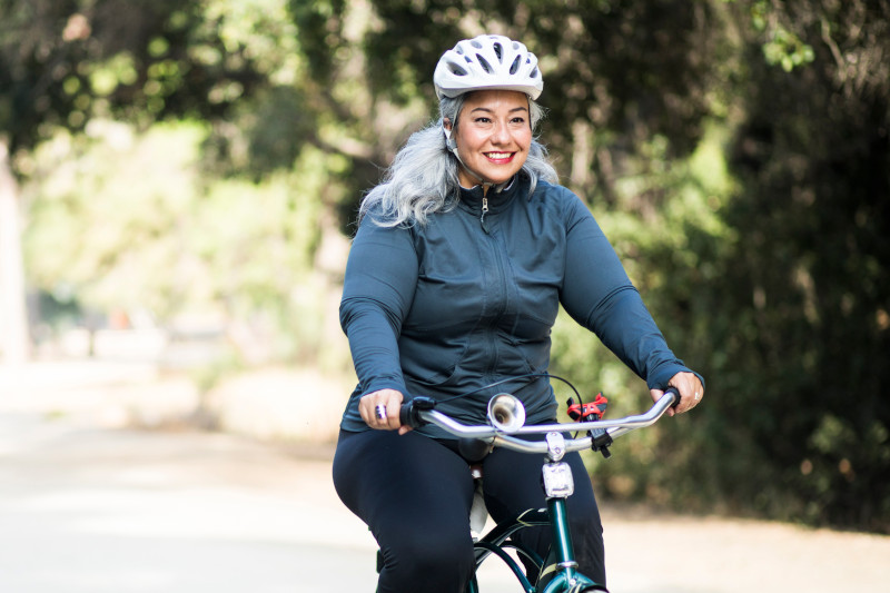 Beautiful Mexican Woman Biking