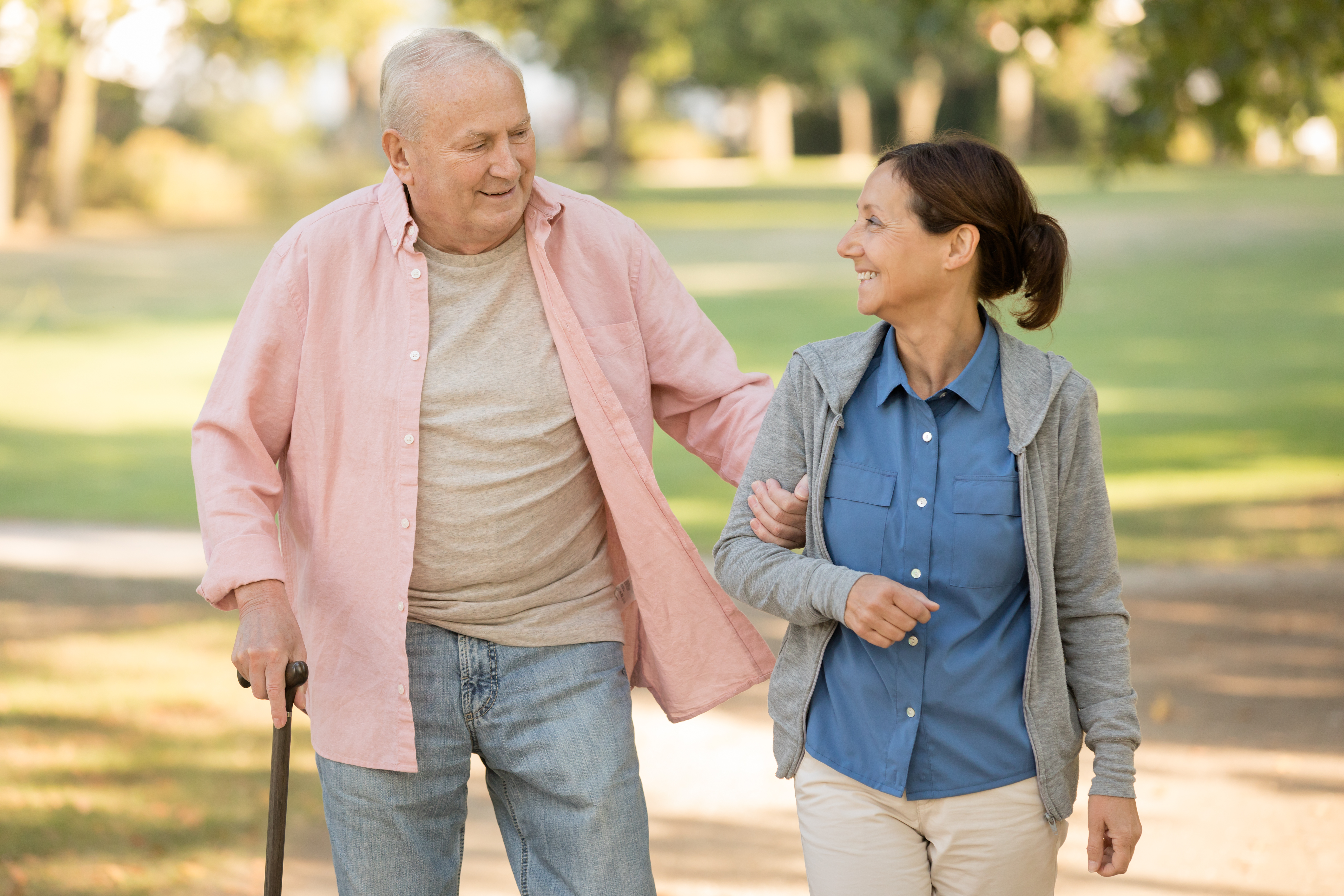 walking outdoors while visiting family