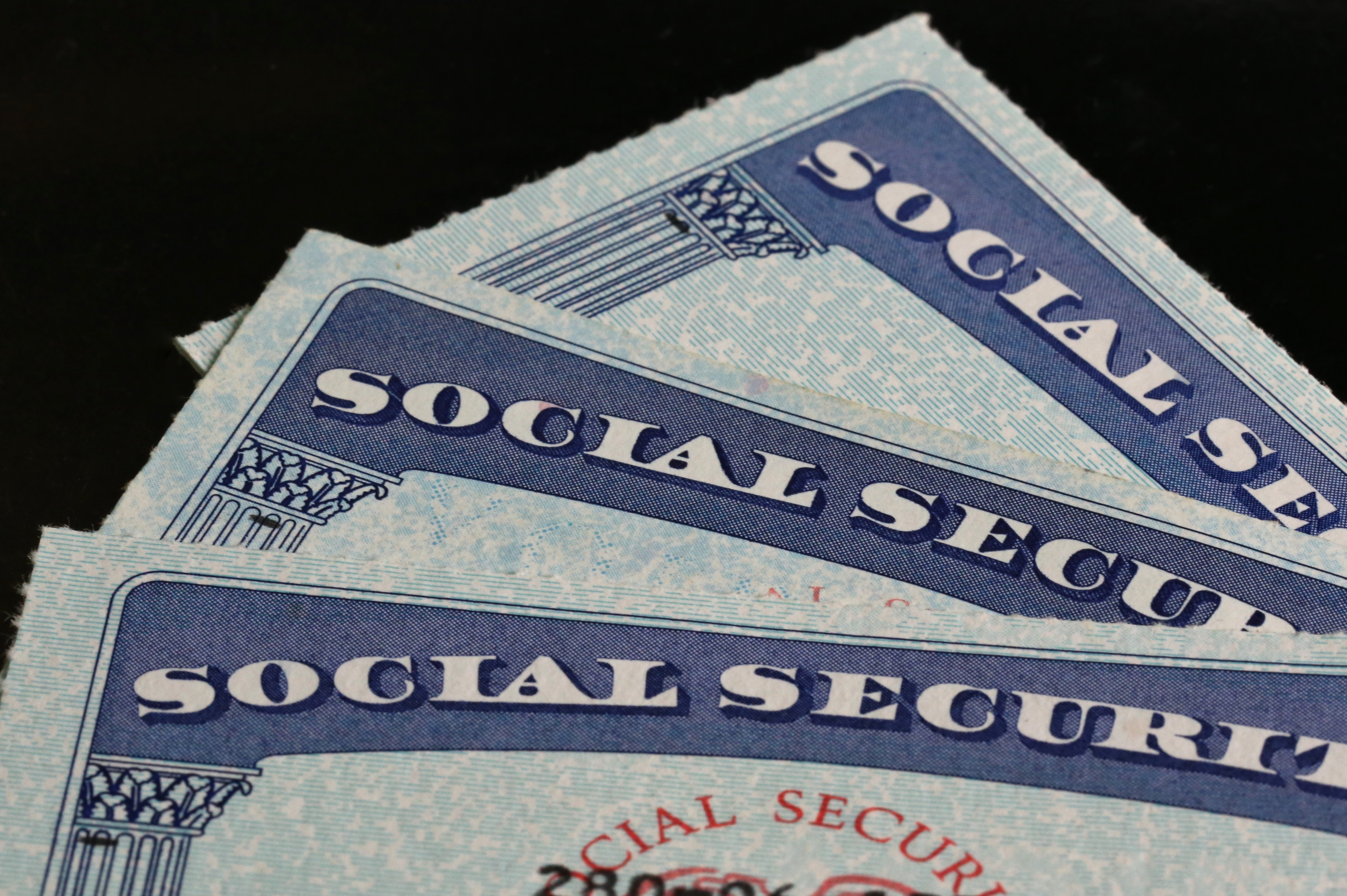 Close-up of social security cards