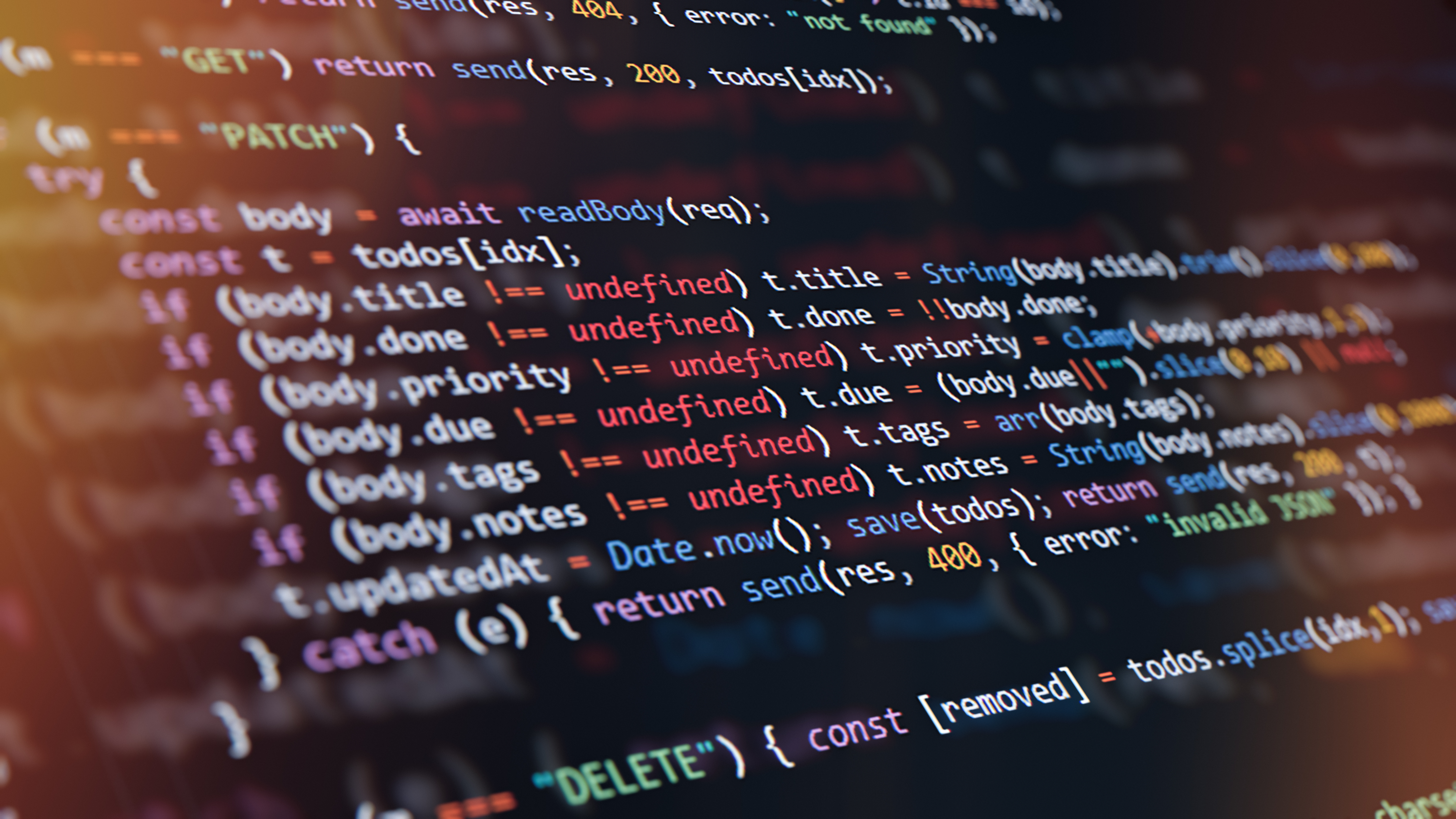 Programming Code On Computer Screen With Colorful Syntax Highlighting