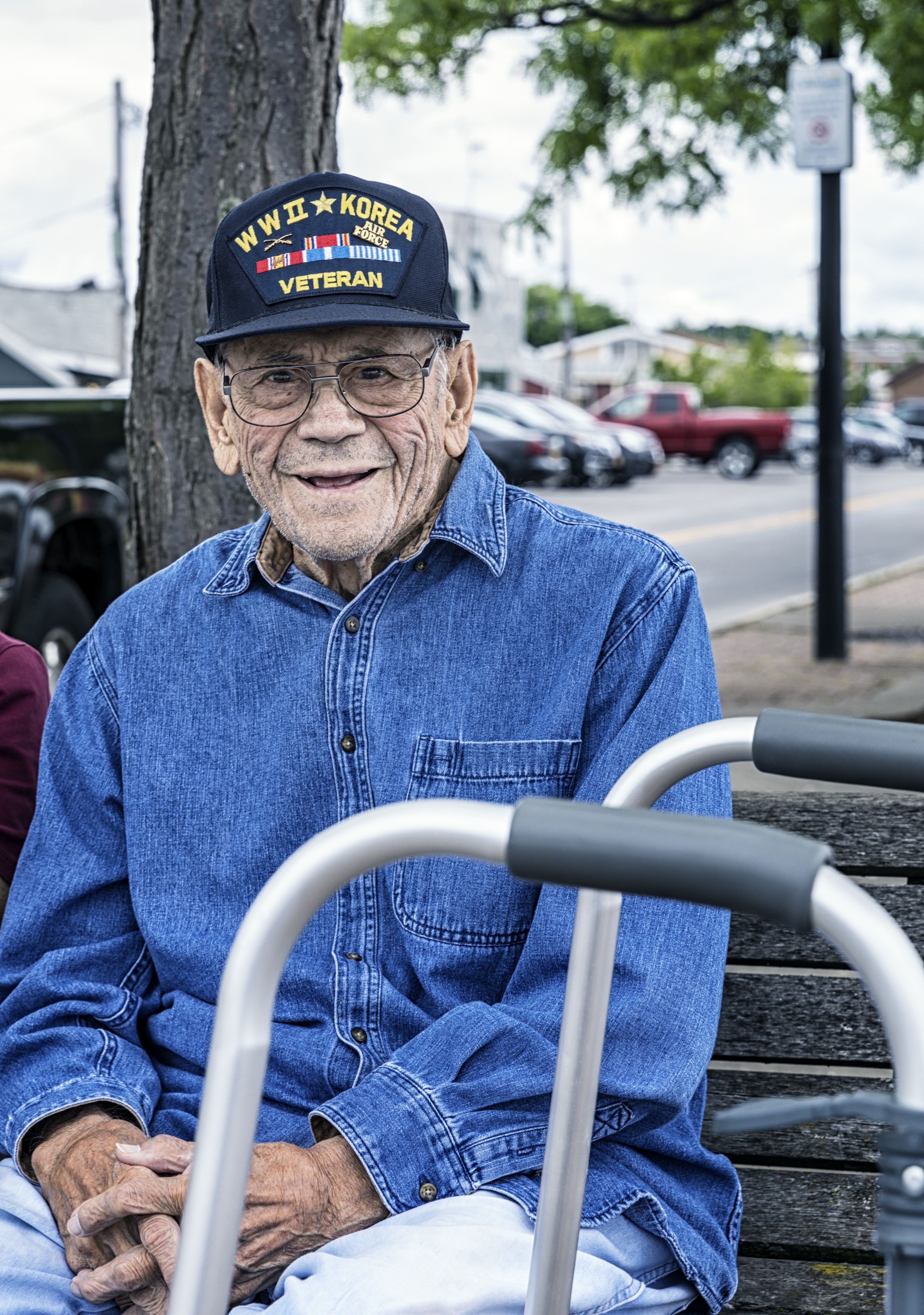 Smiling WWII and Korean War USA Military Veteran