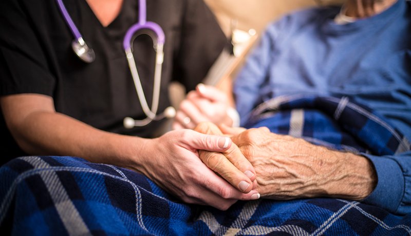 Nursing home staff and resident 