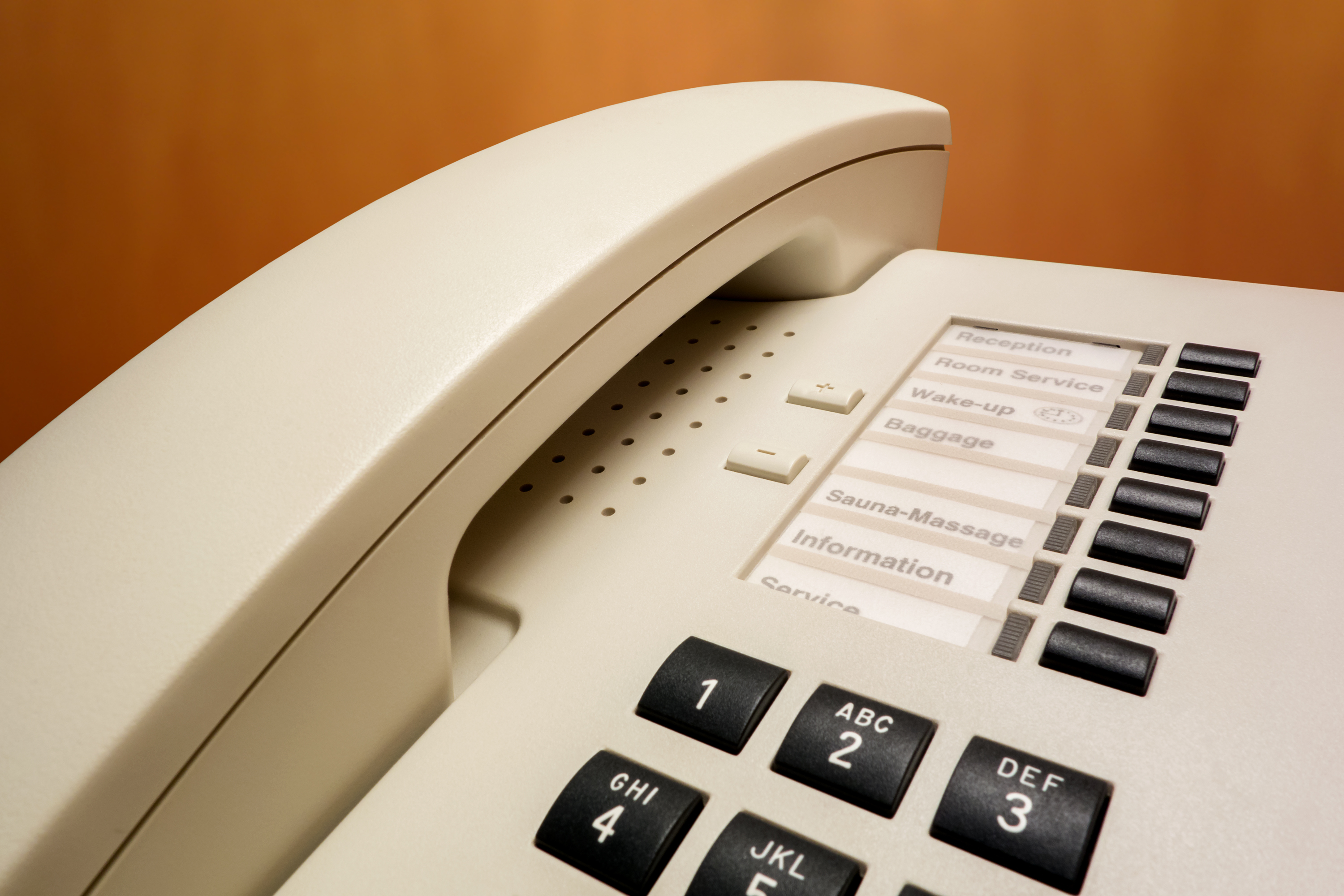 telephone receiver in a hotel room