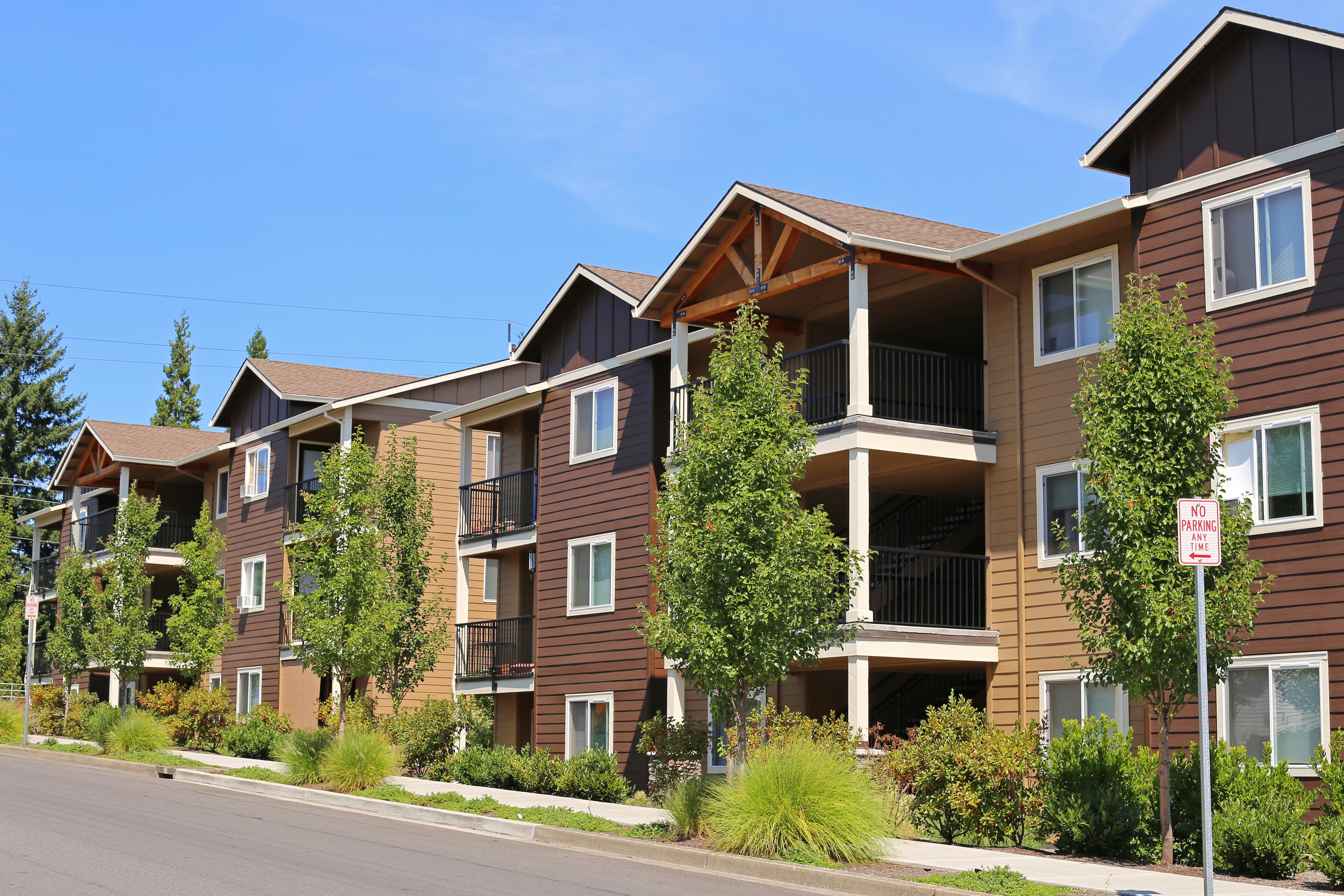 New apartment complex in suburban neighborhood