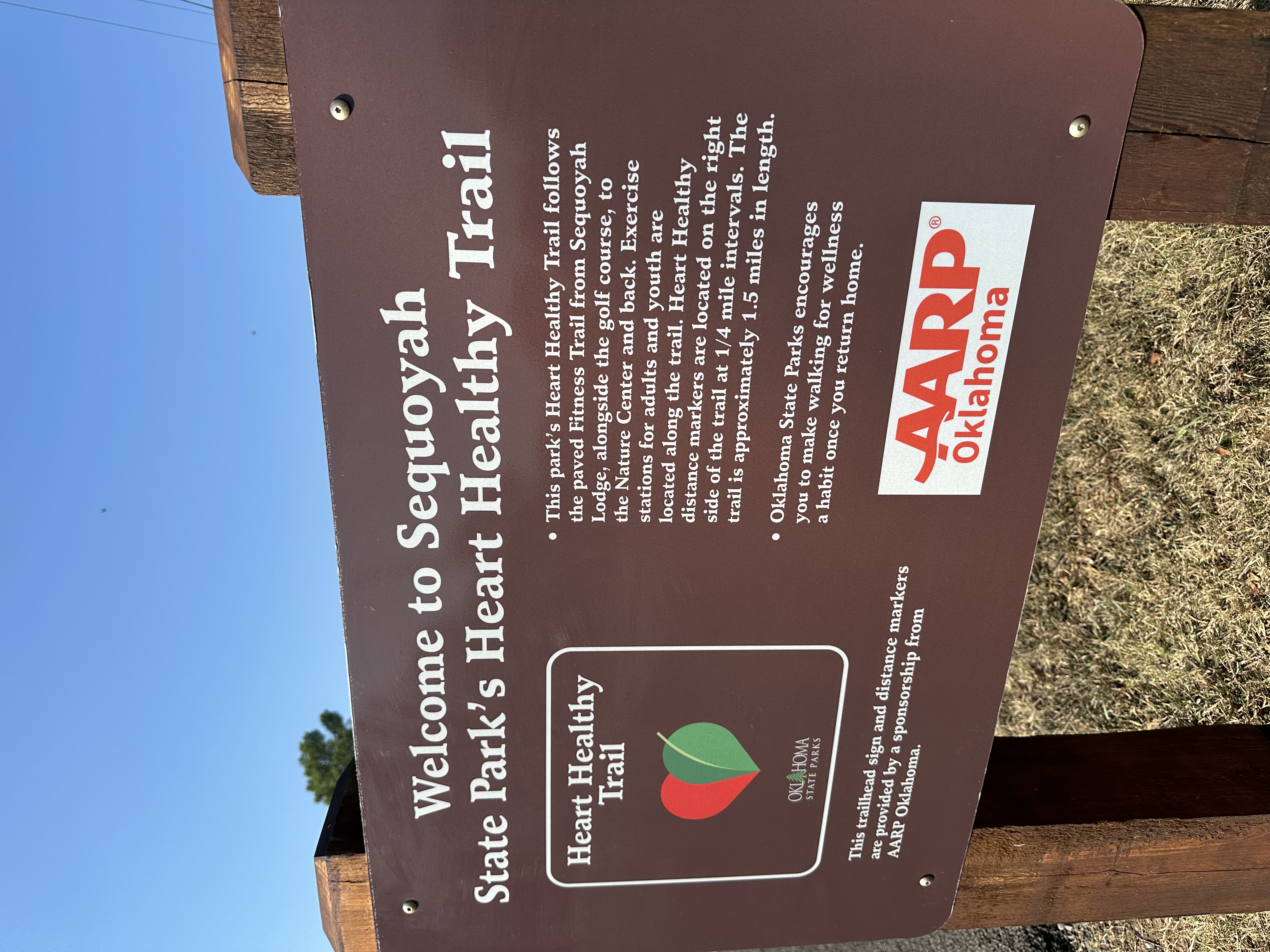 OK Sequoyah State Park Heart Healthy Trail sign