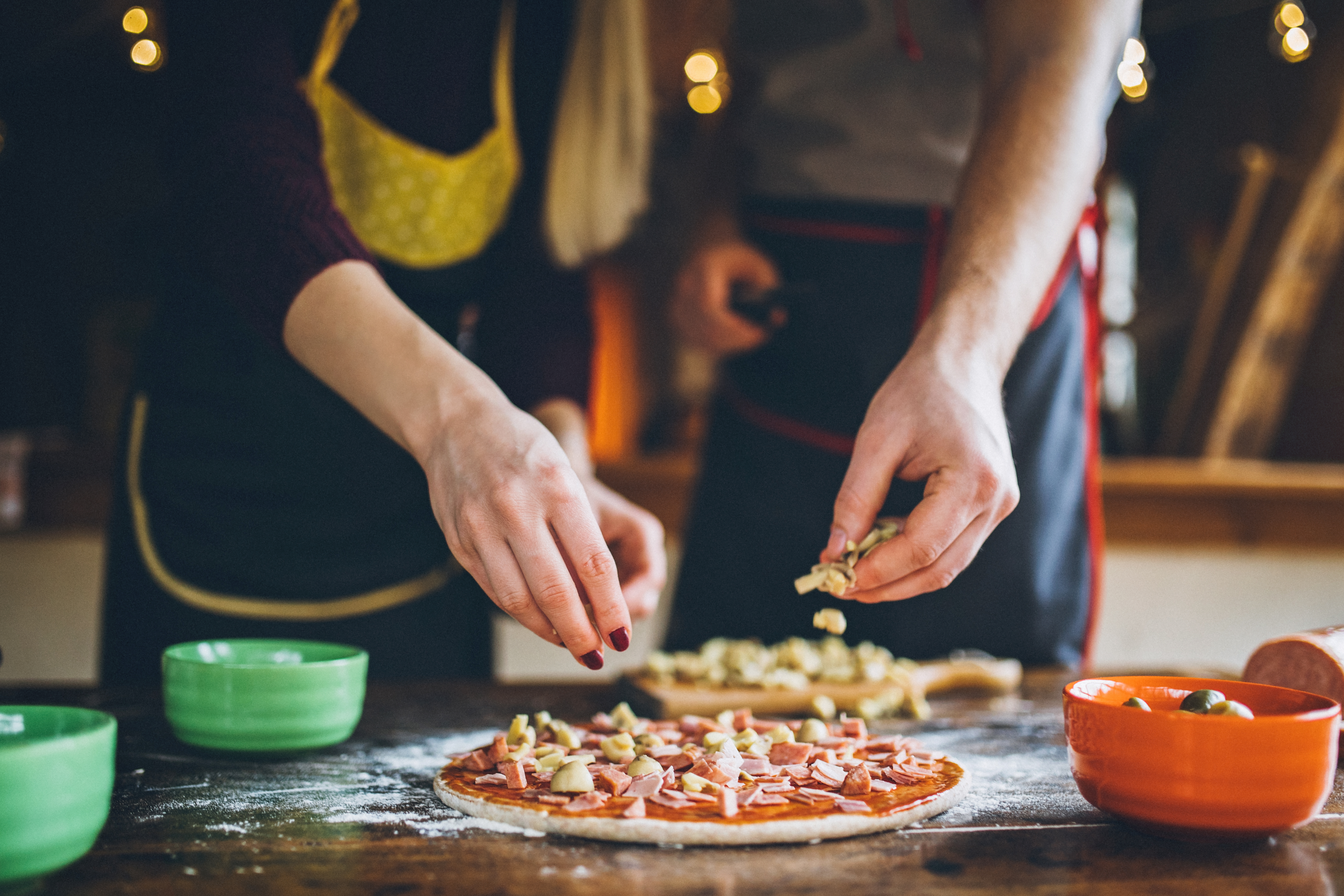 Homemade pizza before baking