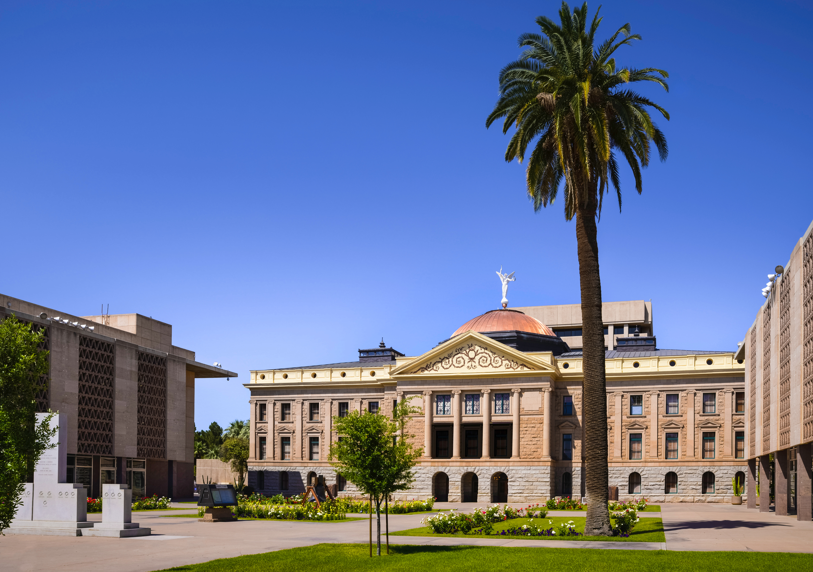 Phoenix Arizona State Capitol Building and Palm Tree