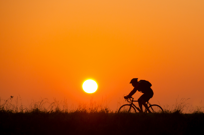 bicycle rider at sunset (sunrise)