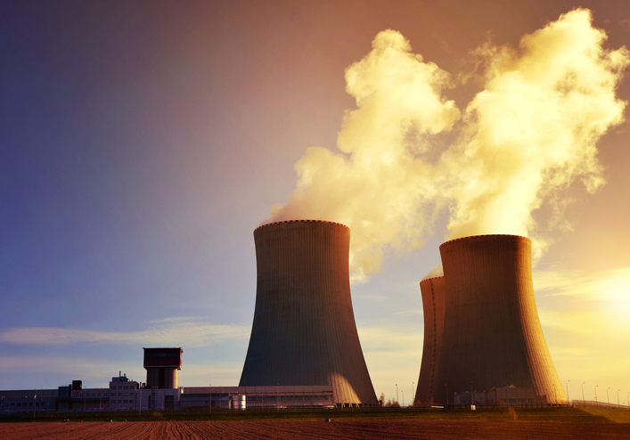 Nuclear power plant Temelin at sunrise.