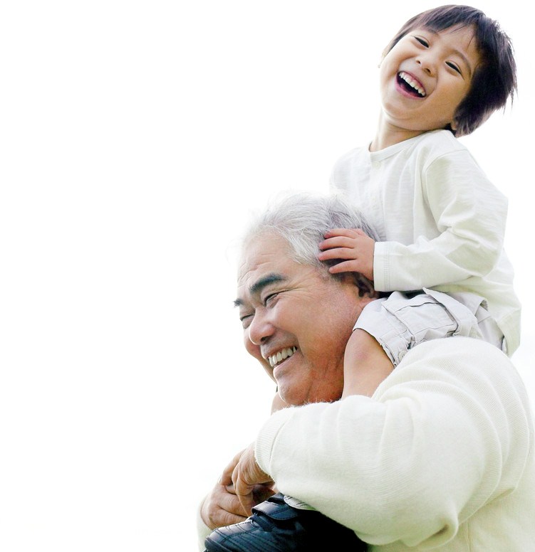 Young Boy on His Grandfather's Shoulders