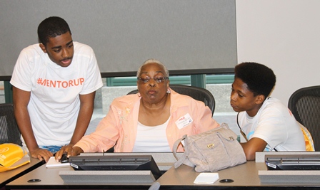2 Mentor Up Students with NREA Member Sylvia Ross