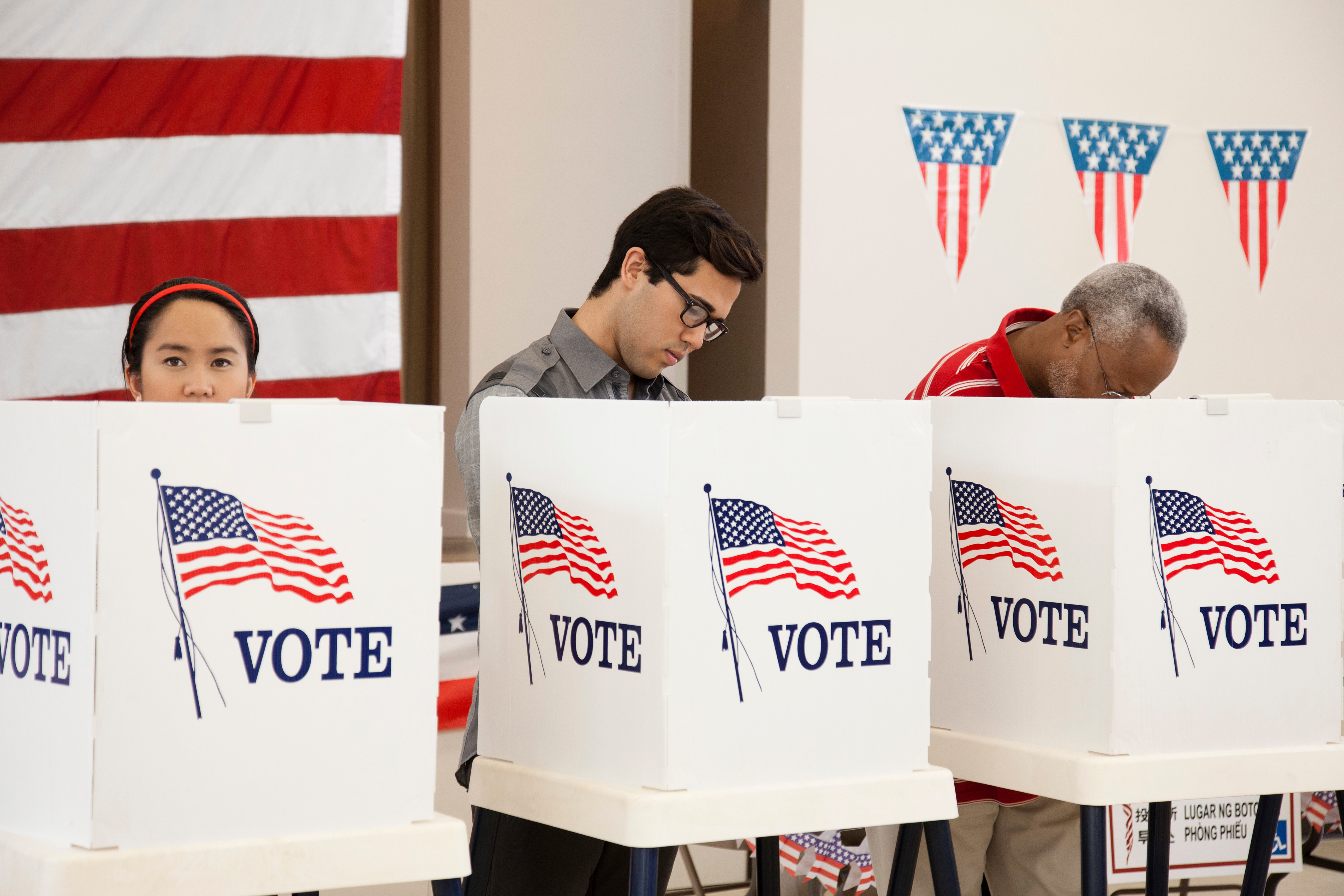 Voters voting in polling place