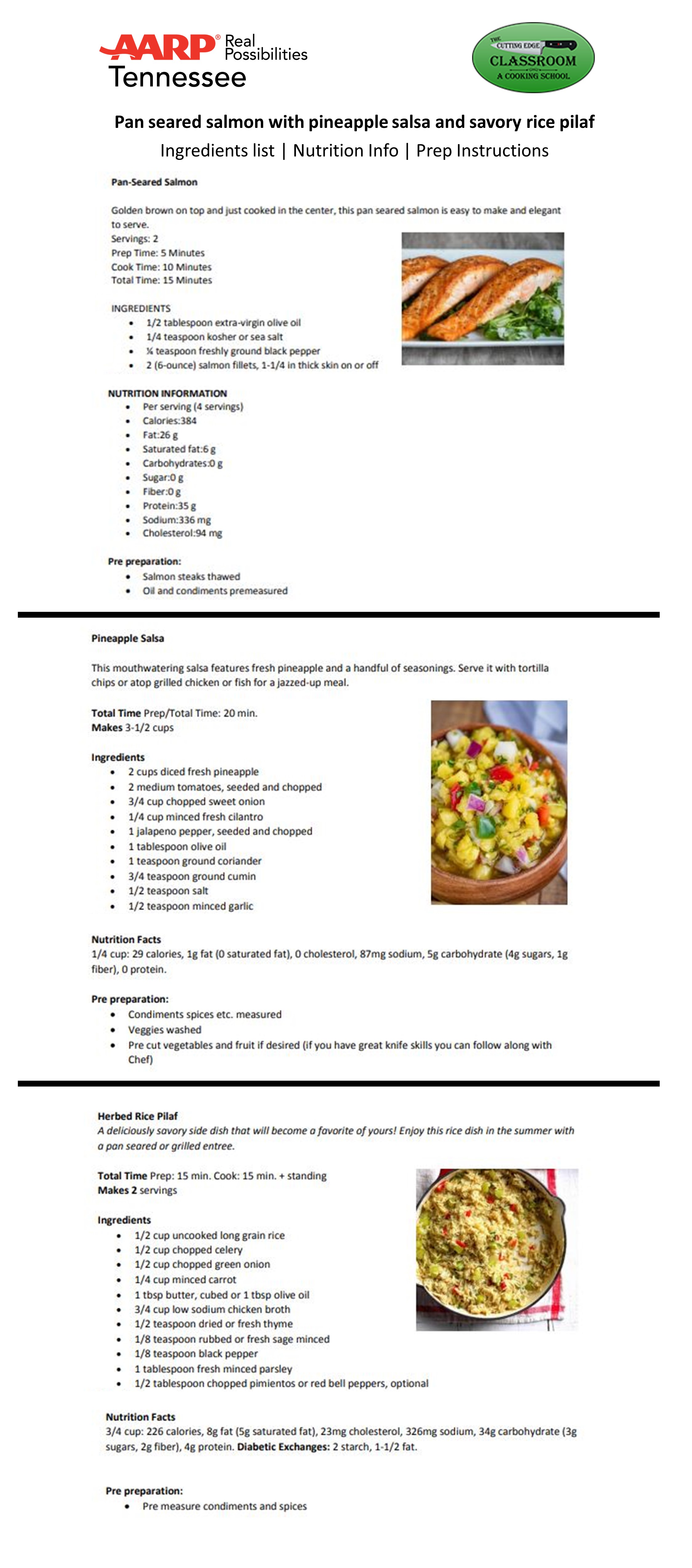 TN Cooking Class 1 - Ingredients List