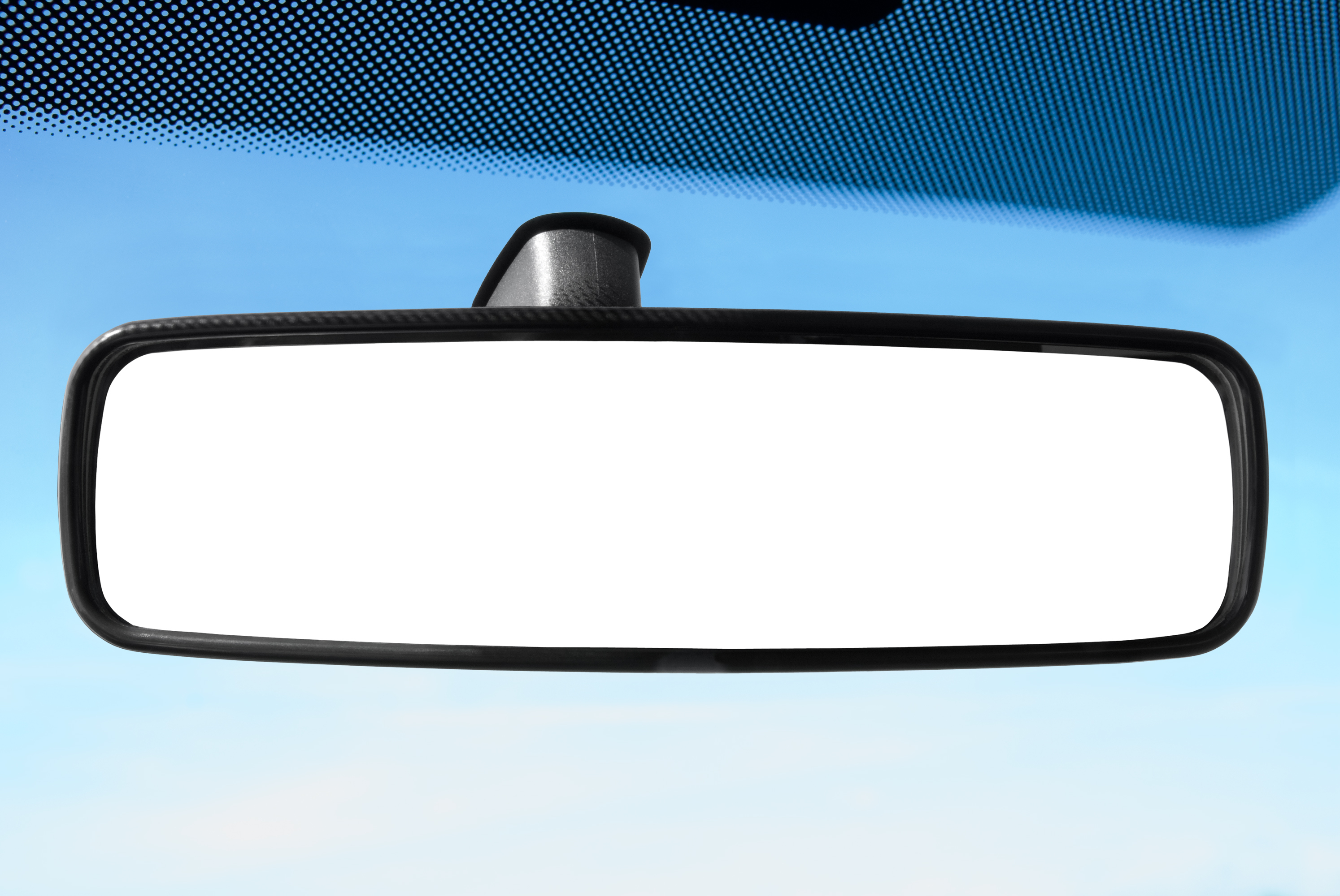 A rear view mirror in a car in cartoon