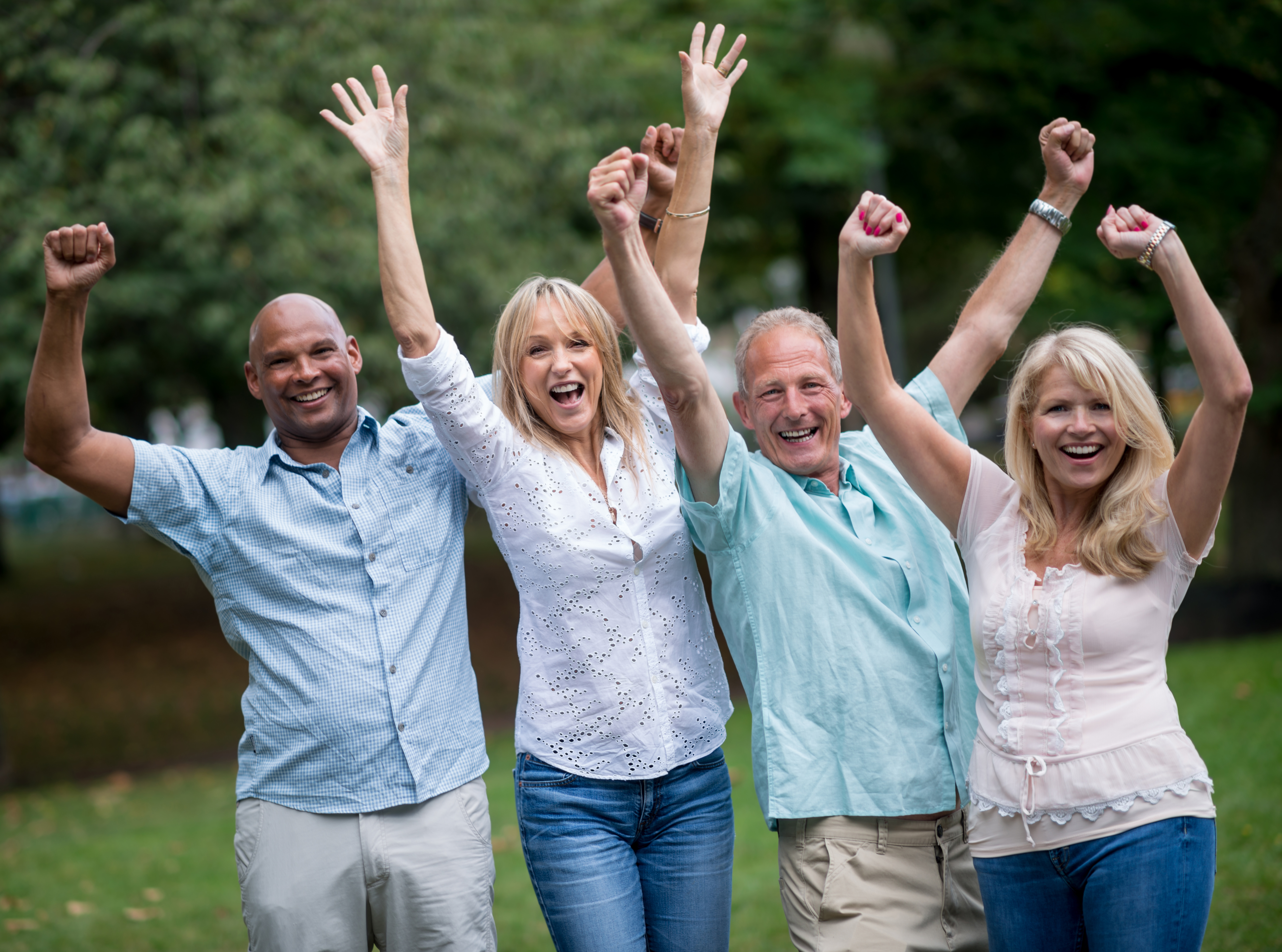 Excited group of friends