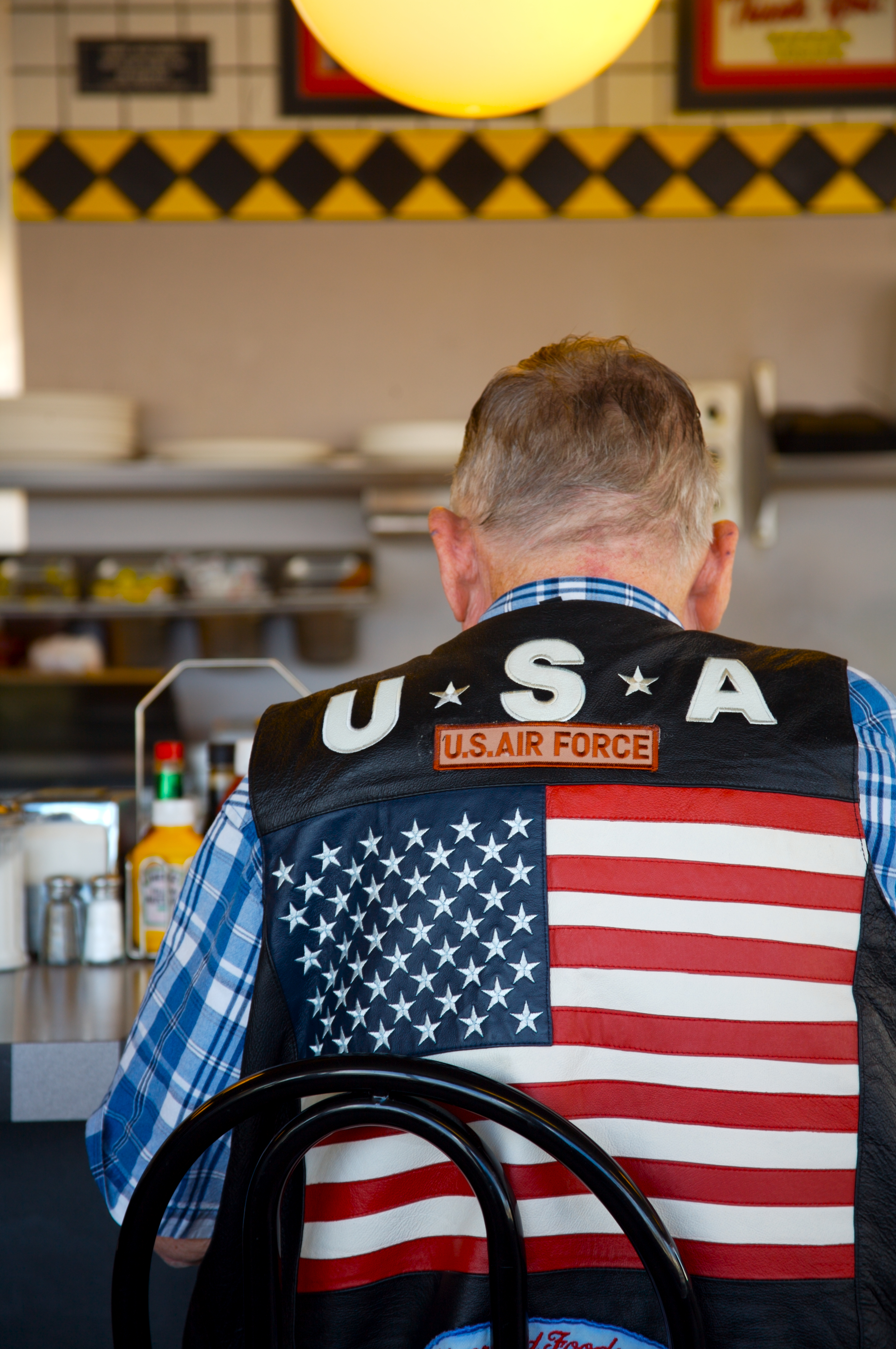 Man Wearing Air Force Vest