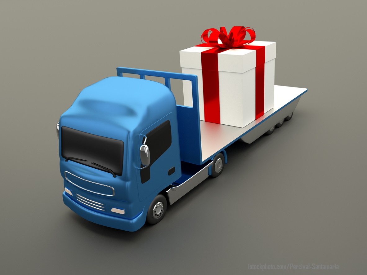 delivery of gifts in truck