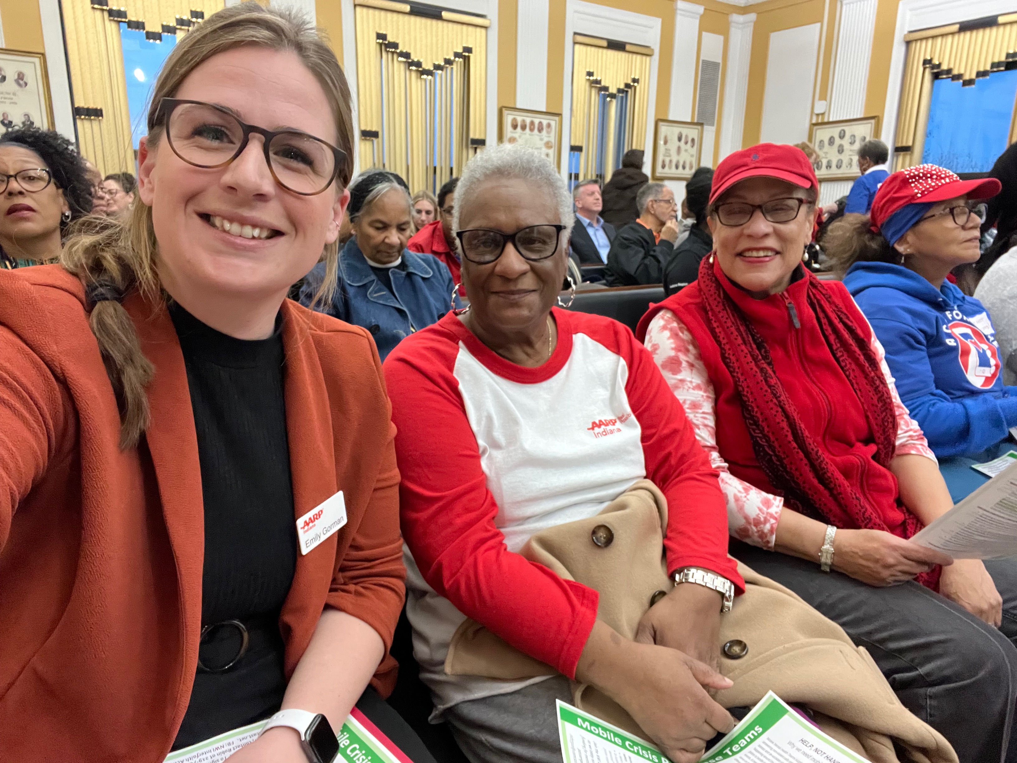 AARP Indiana staff and volunteers are all smiles before a meeting of the Gary Common Council.