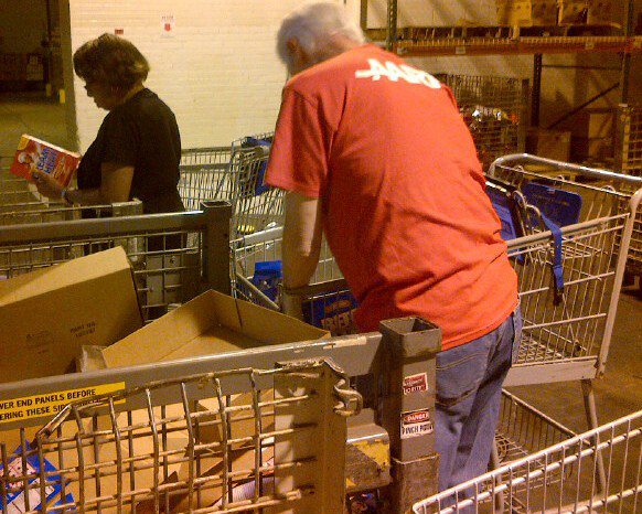 AARP volunteers sorting food at Mid-South Food Bank