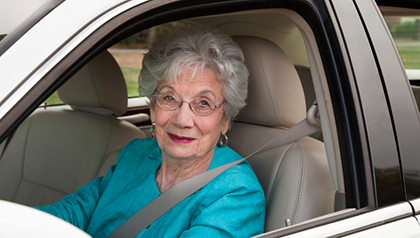 woman driving car