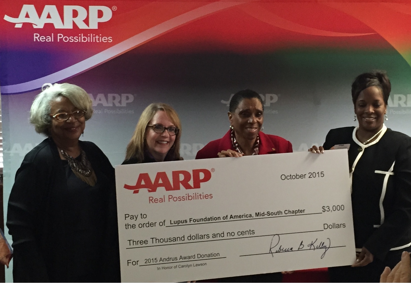 AARP TN Andrus Award check presentation