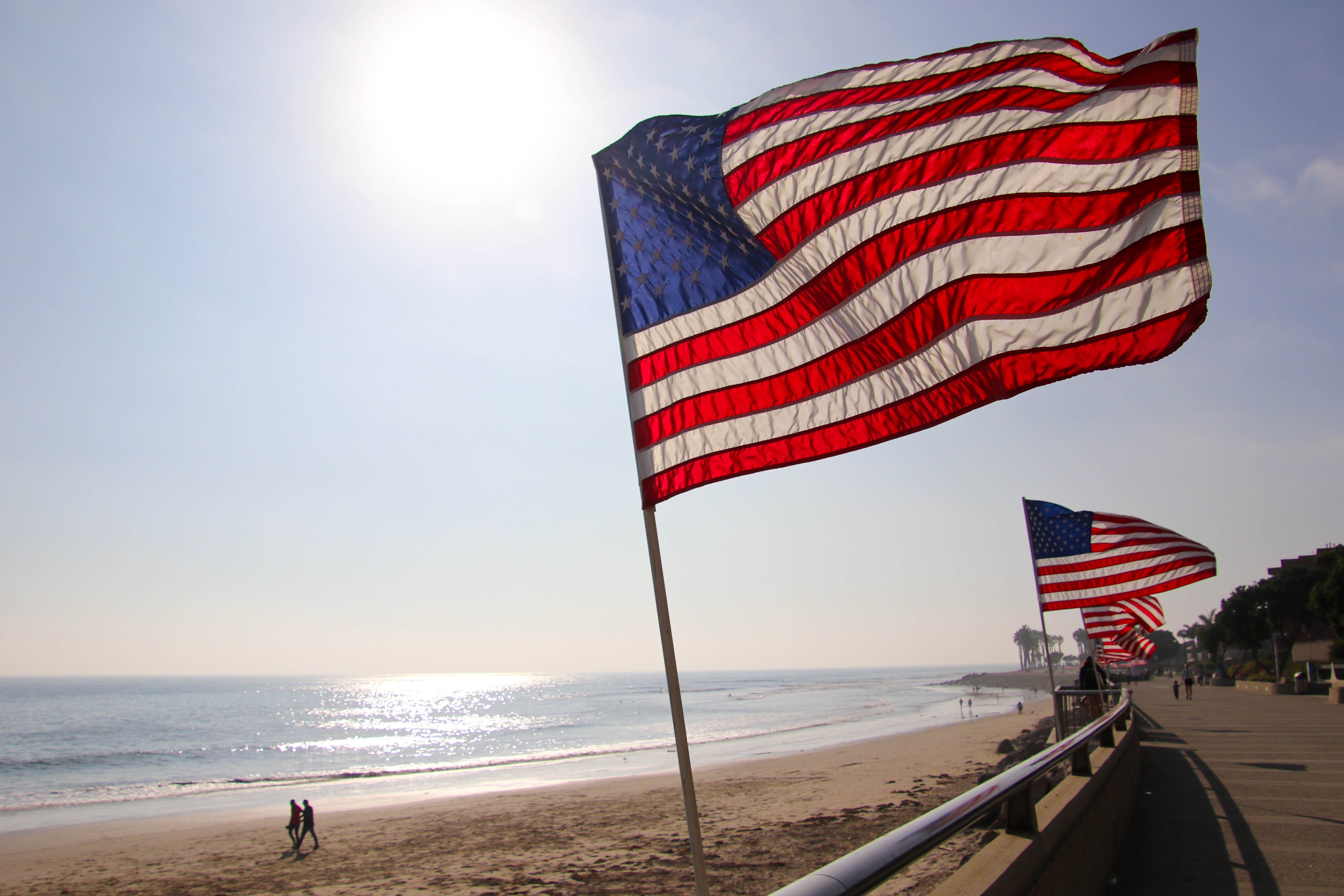 U.S. Flags on the Beach