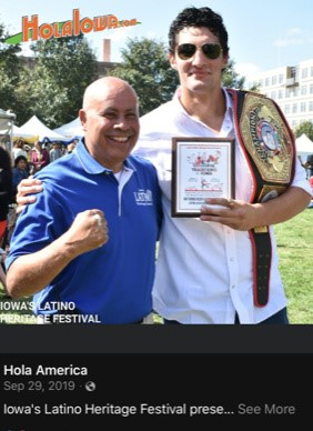 At the 2019 Latino Heritage Festival with Antonio Mireles, Des Moines boxer who won the 2019 Olympic Trials in the super heavyweight division
